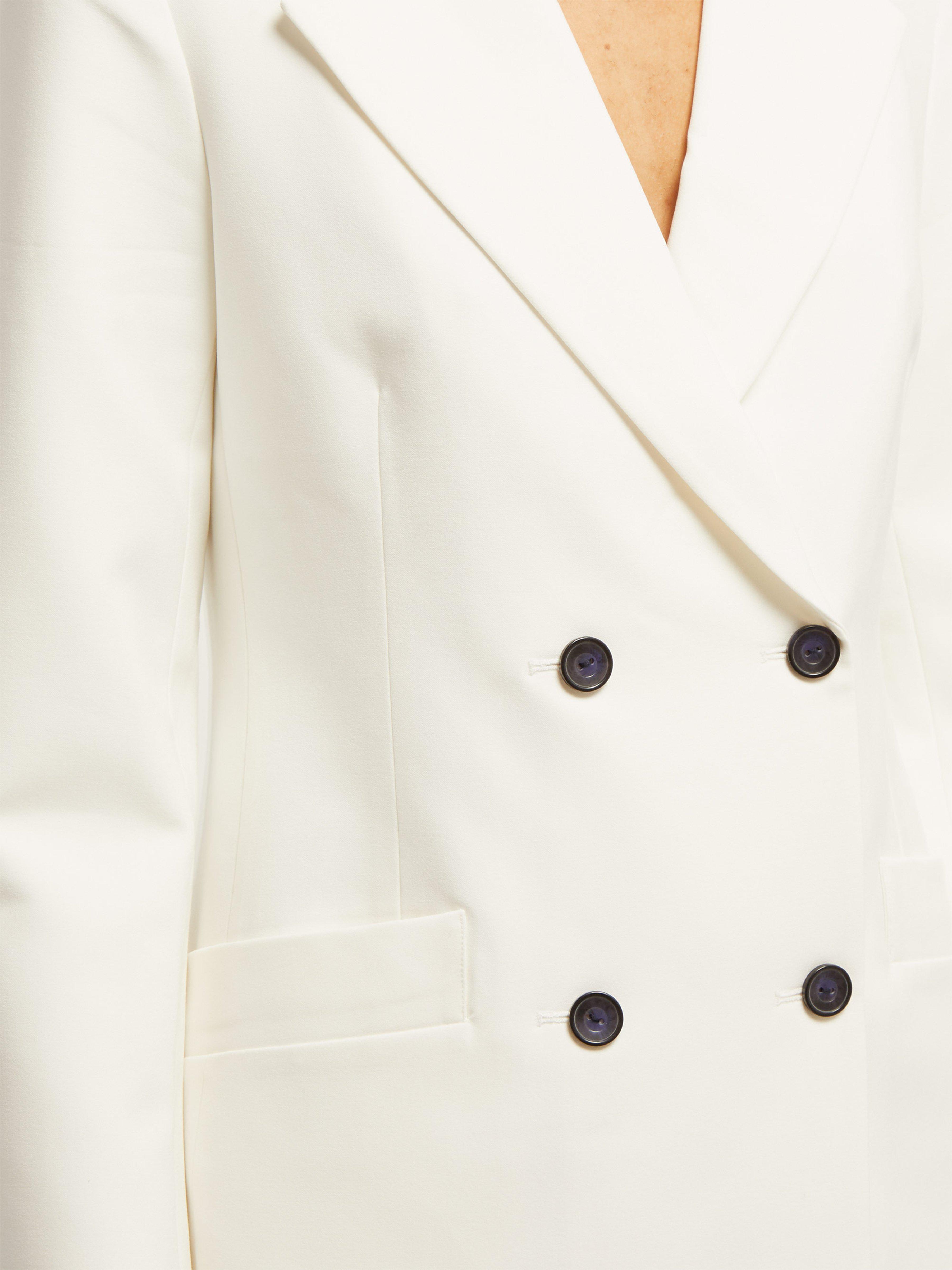 STAUD Satin Roxy Double Breasted Tuxedo Mini Dress in White - Lyst