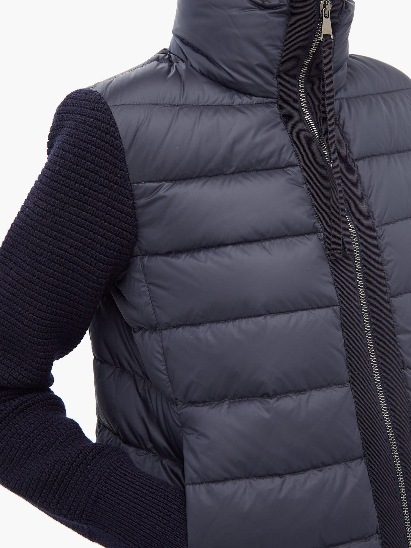 Moncler Synthetic Knitted Sleeve Quilted Down Jacket in Navy (Blue) Lyst