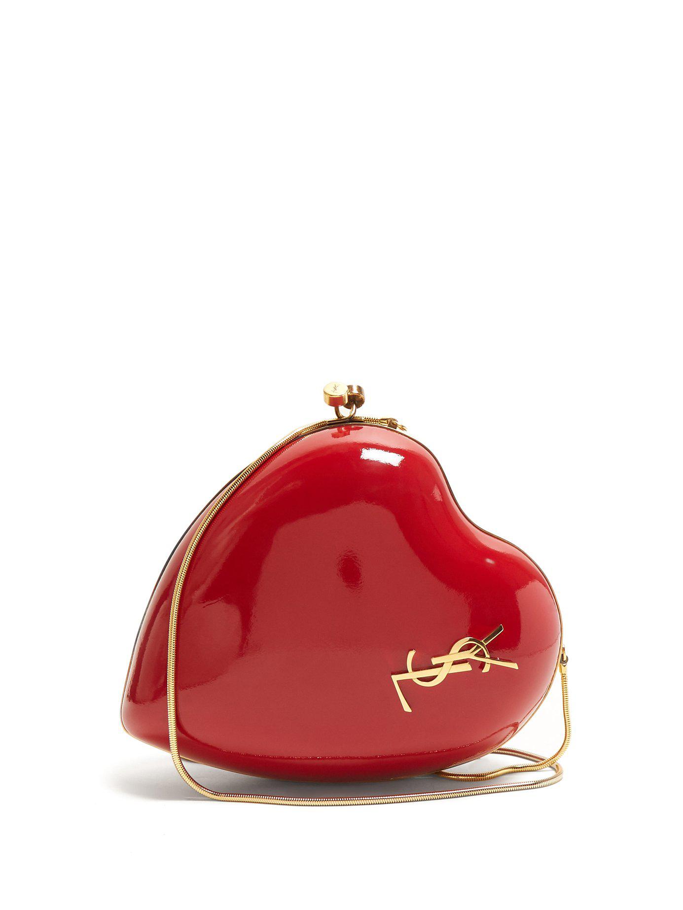 Saint Laurent Love Box Leather Shoulder Bag in Red | Lyst