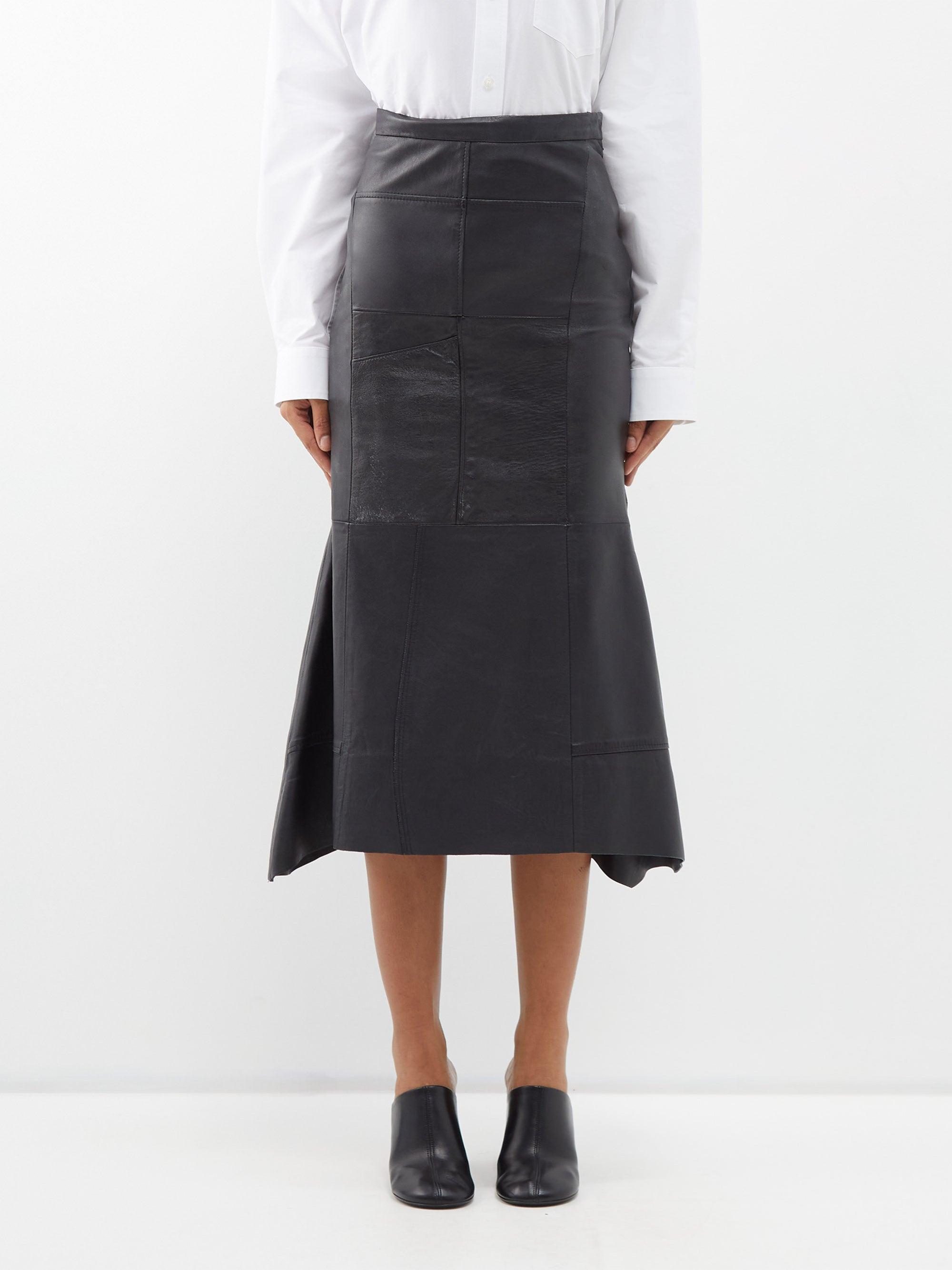 Balenciaga High-rise Upcycled-leather Midi Skirt in Black | Lyst Australia