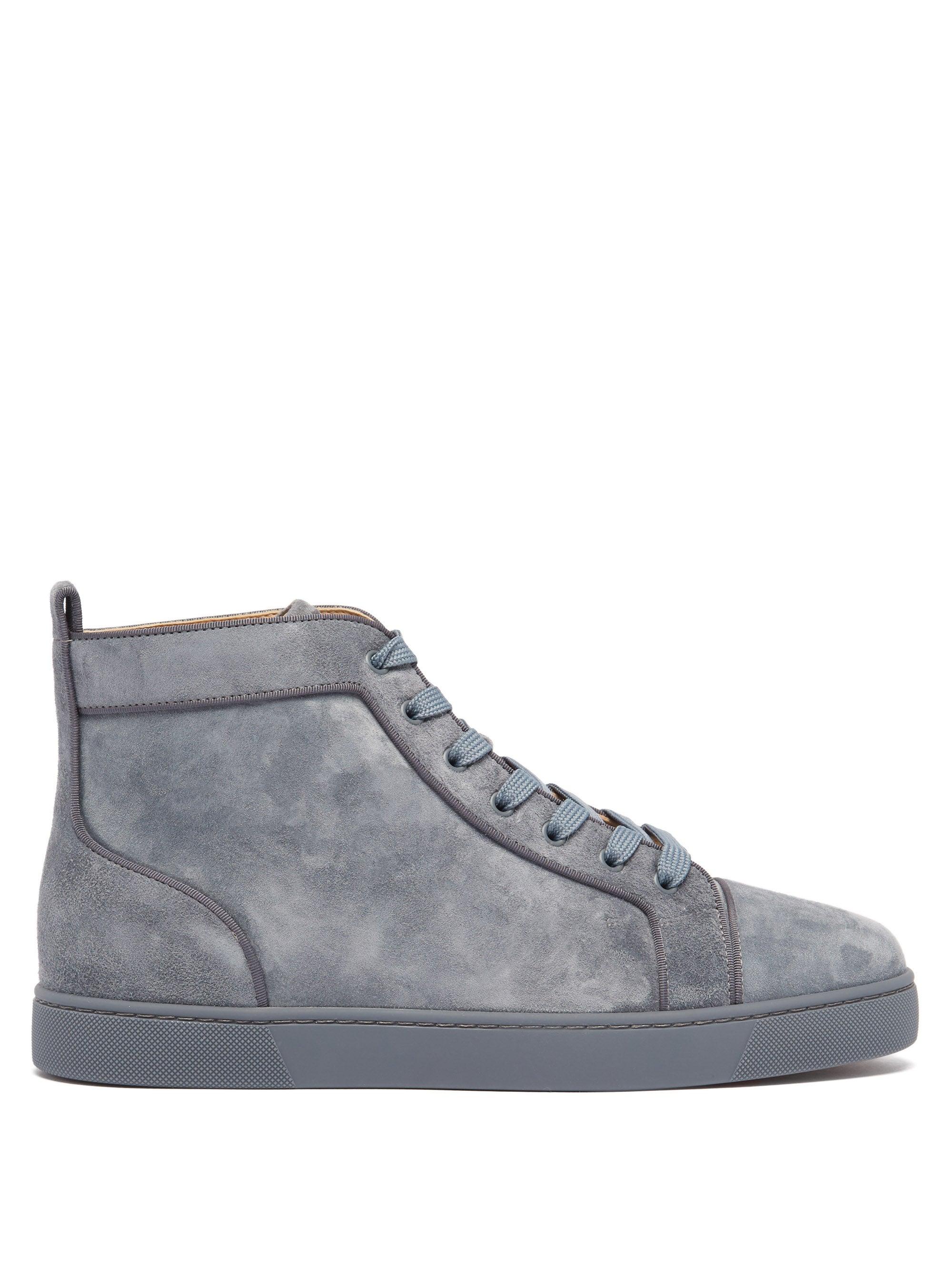 Christian Louboutin Louis Orlato Suede High-top Trainers in Gray for Men |  Lyst