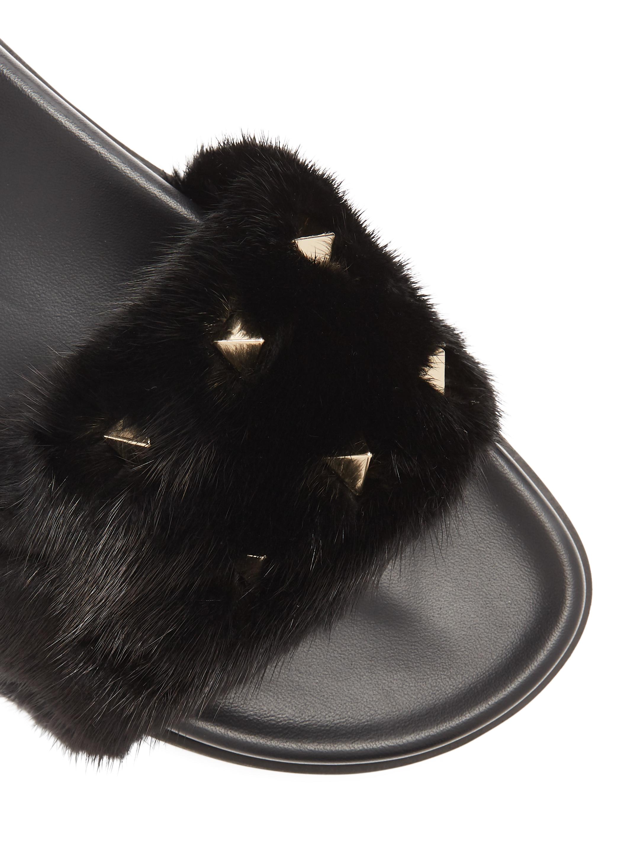 valentino fur slides