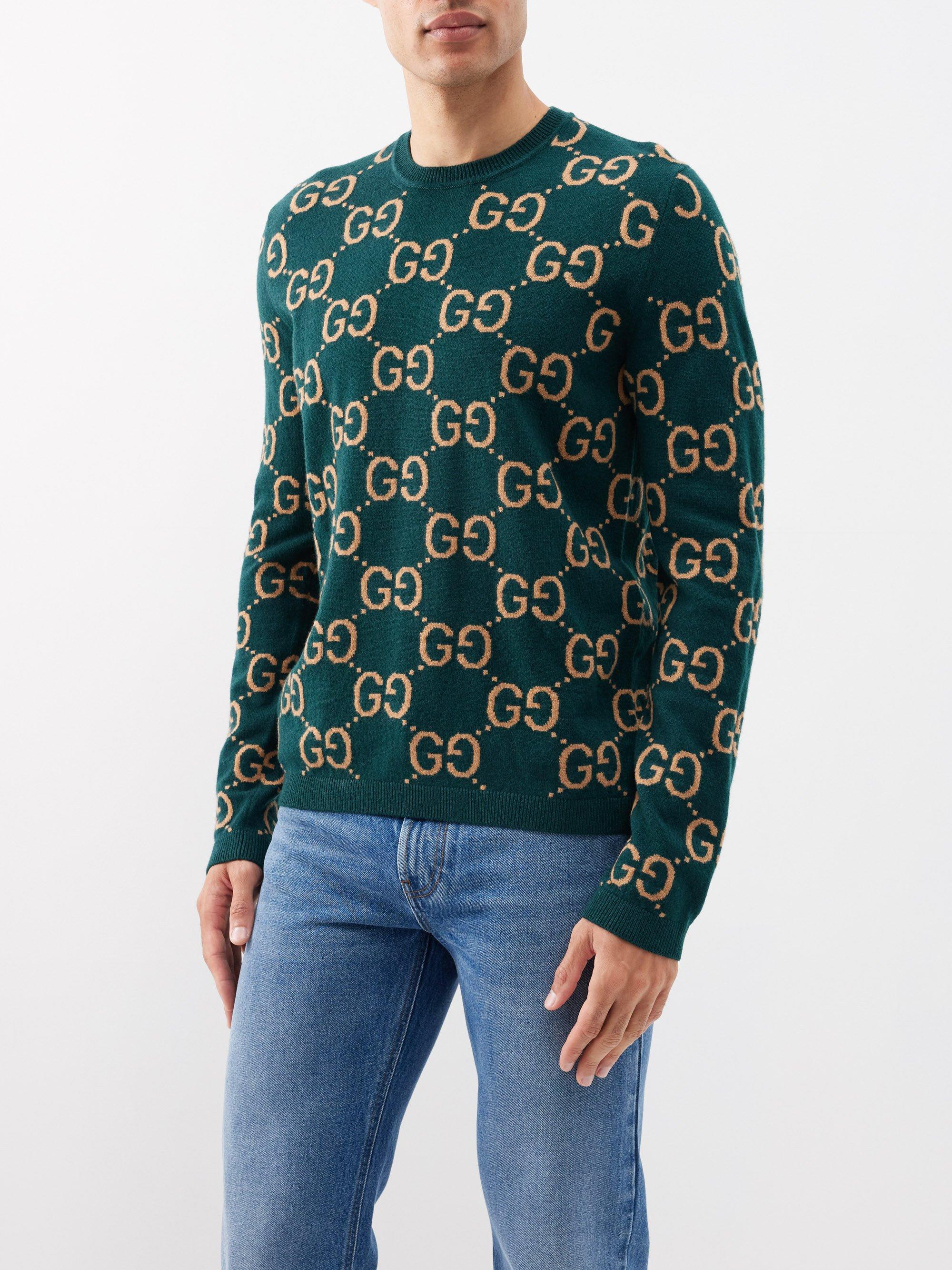 Gucci GG Supreme-jacquard Wool Sweater in Blue for Men | Lyst