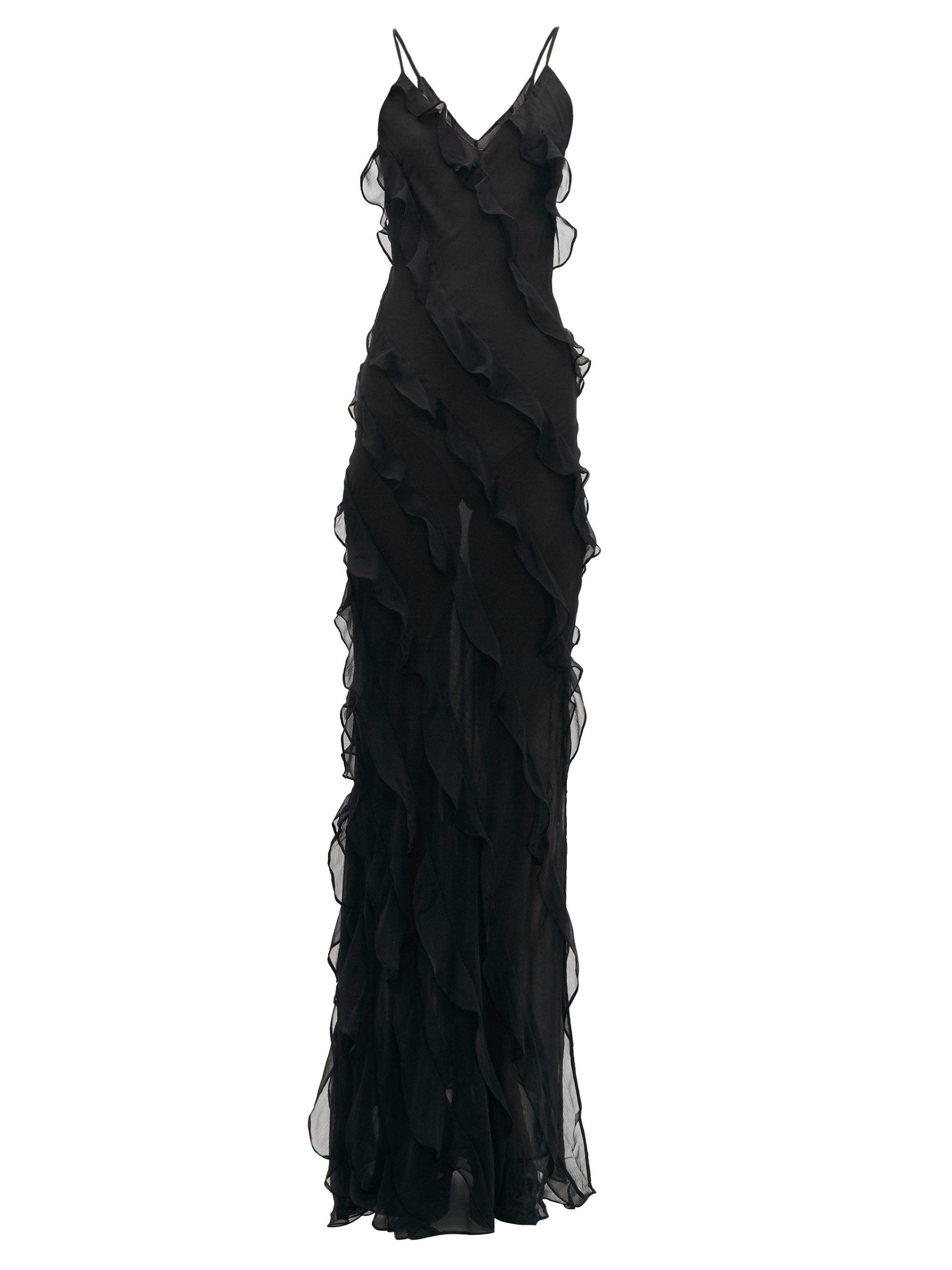 Rat & Boa Selena Ruffled Chiffon Maxi Dress in Black | Lyst