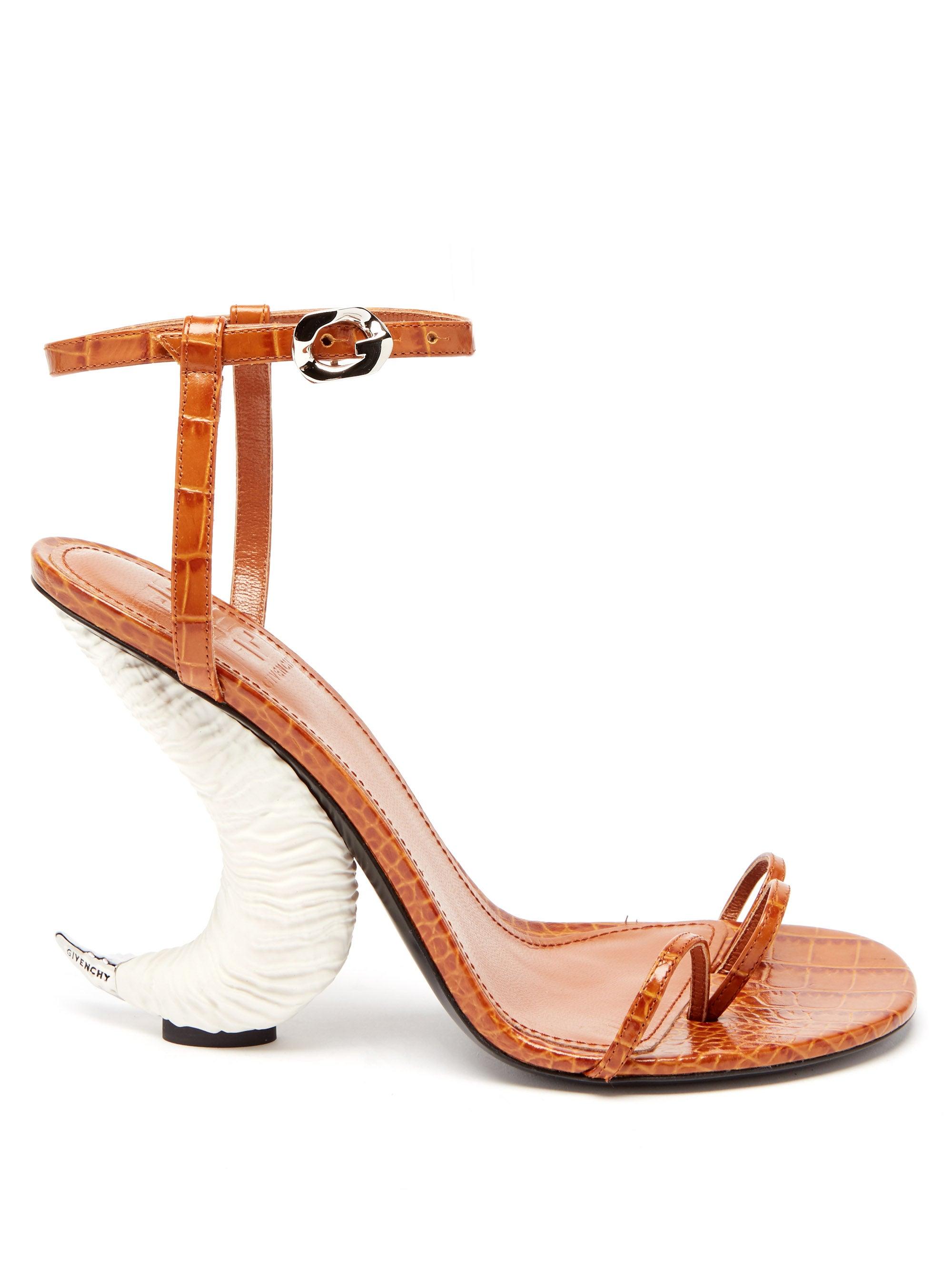 Givenchy Horn-effect Leather Sandals in Tan (Brown) | Lyst