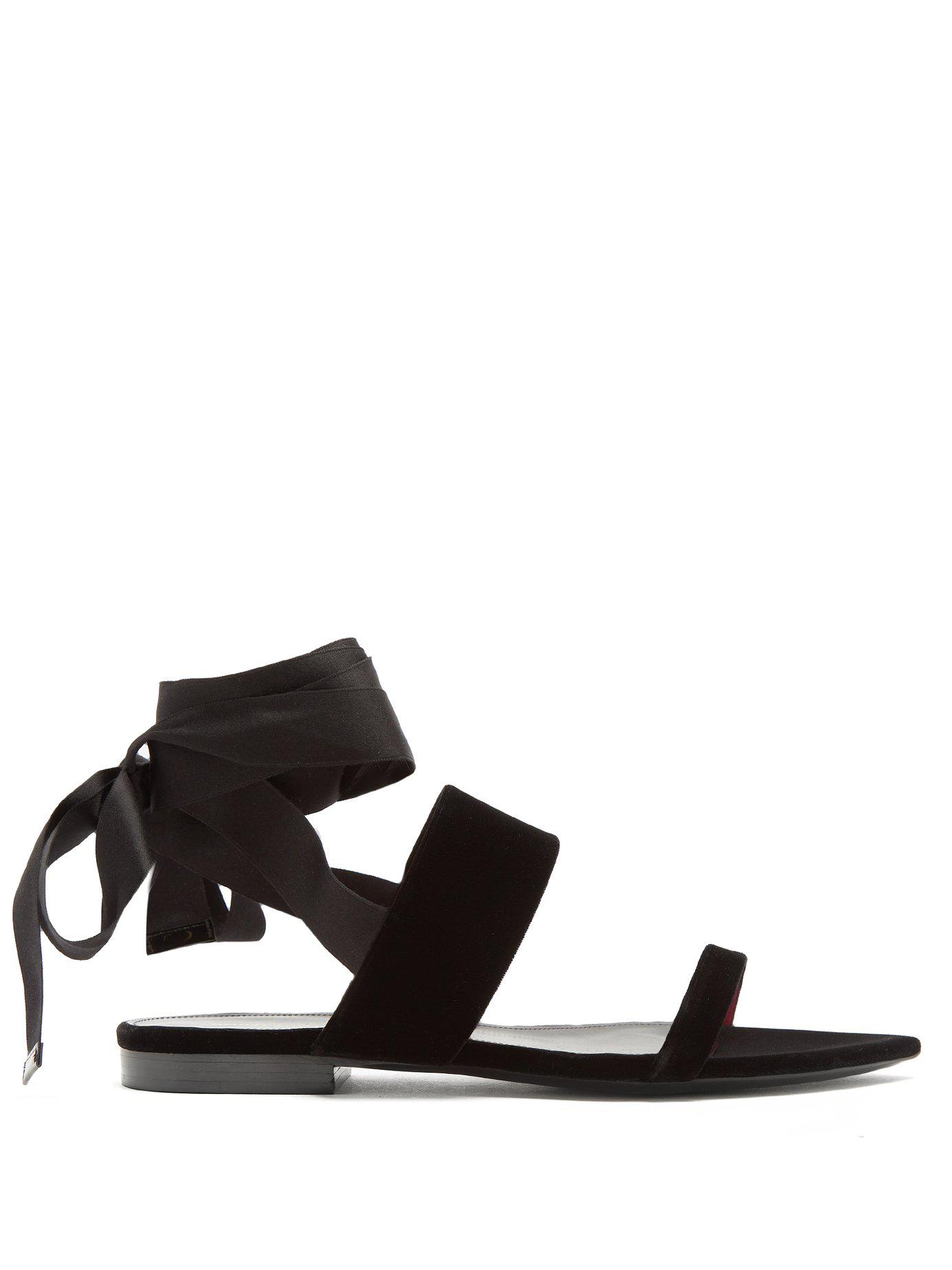 flat sandals with ribbon ties