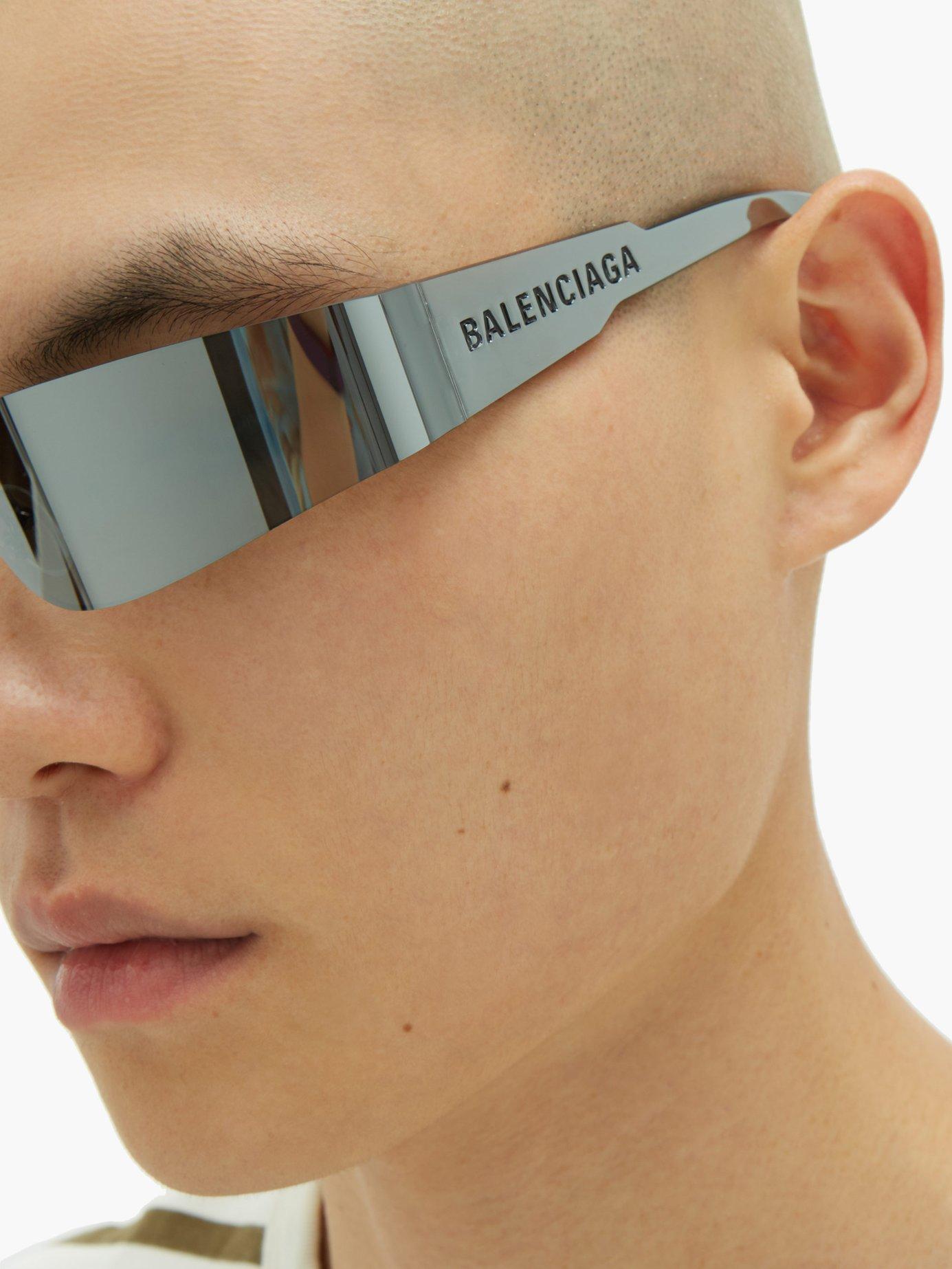 Balenciaga Mono Reflective Slim Sunglasses in Metallic for Men | Lyst