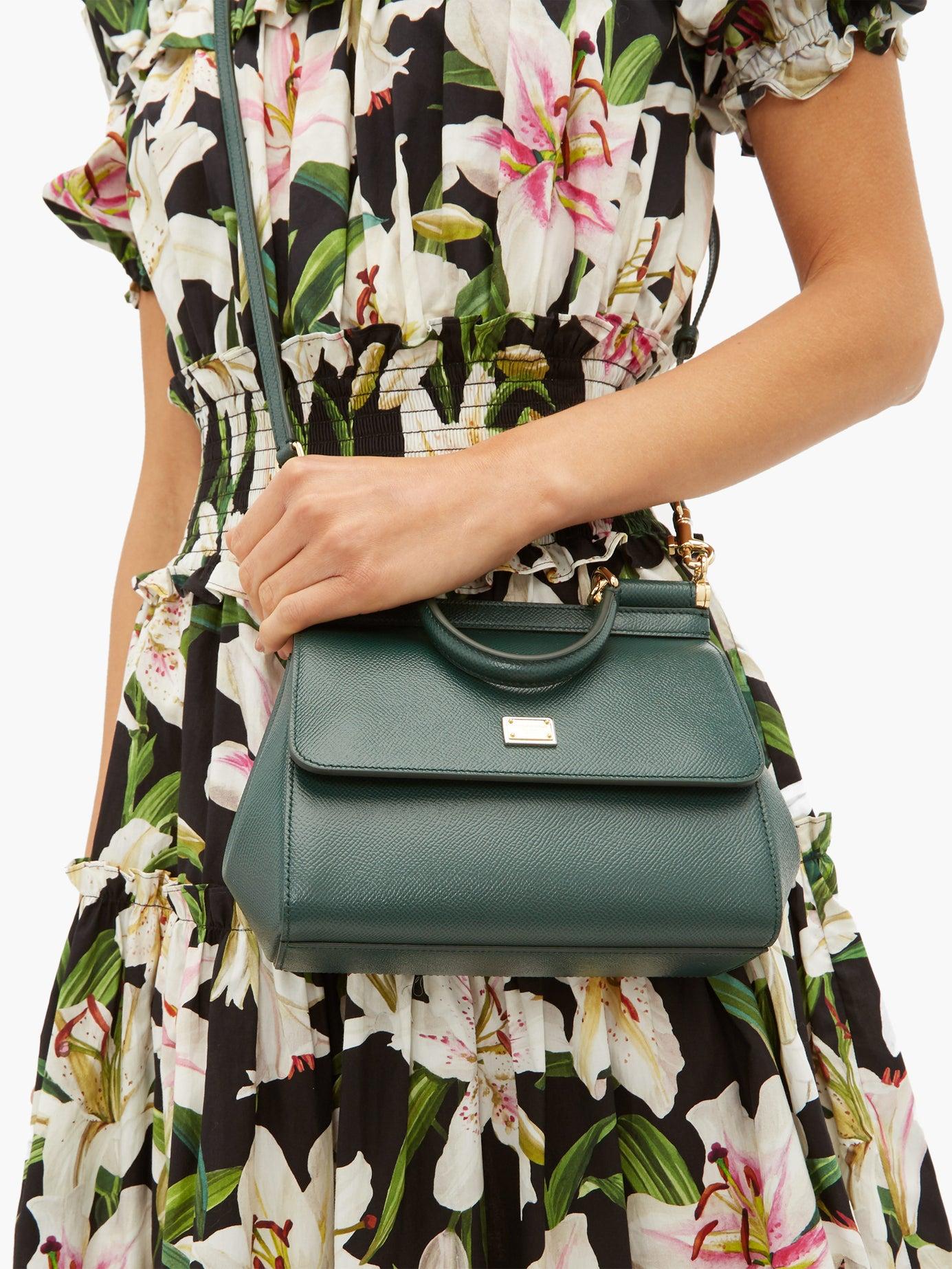 Dolce & Gabbana Small Dauphine Leather Sicily Bag in Green