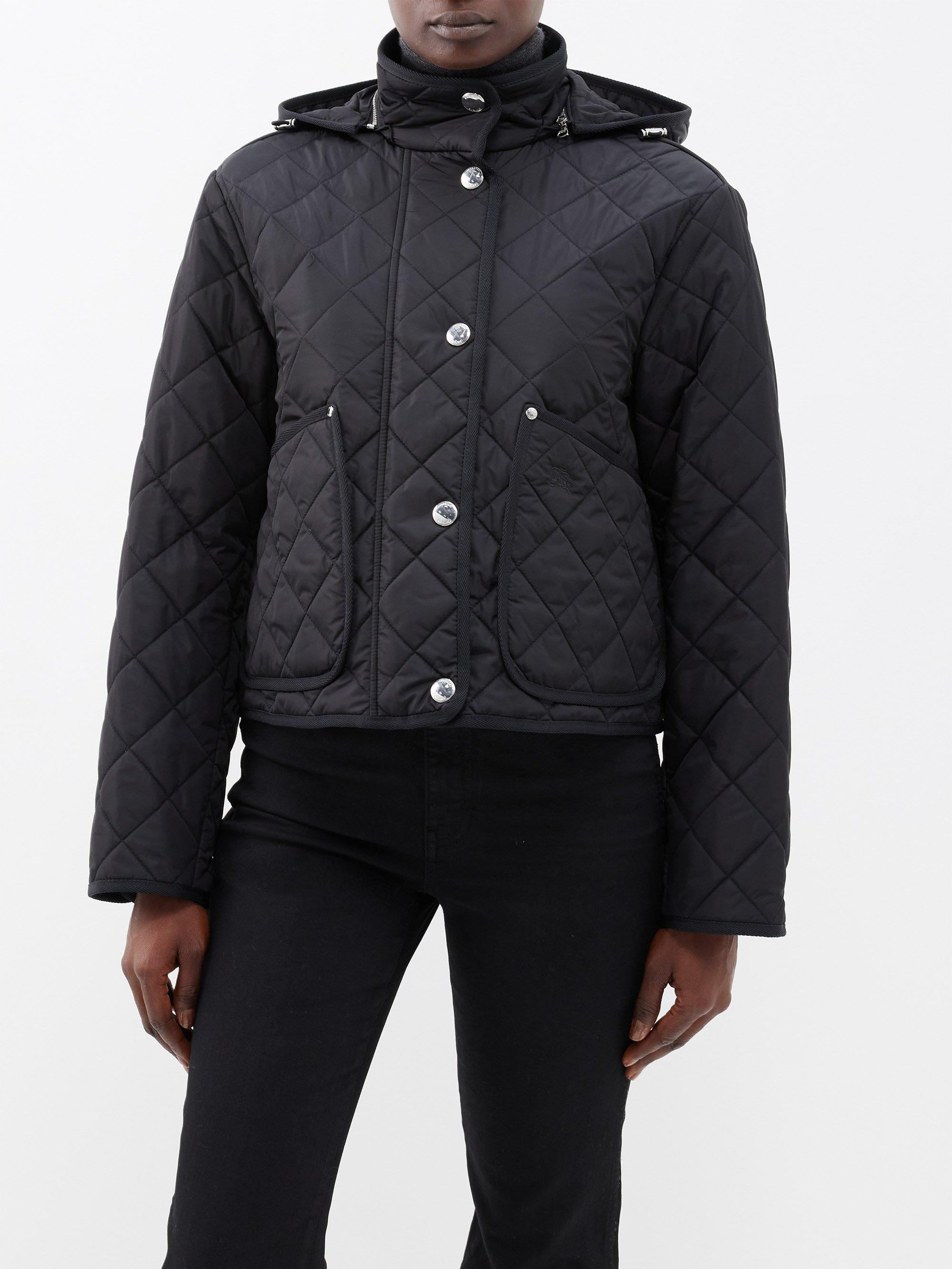 Burberry Quilted Detachablehood Jacket in Black Lyst