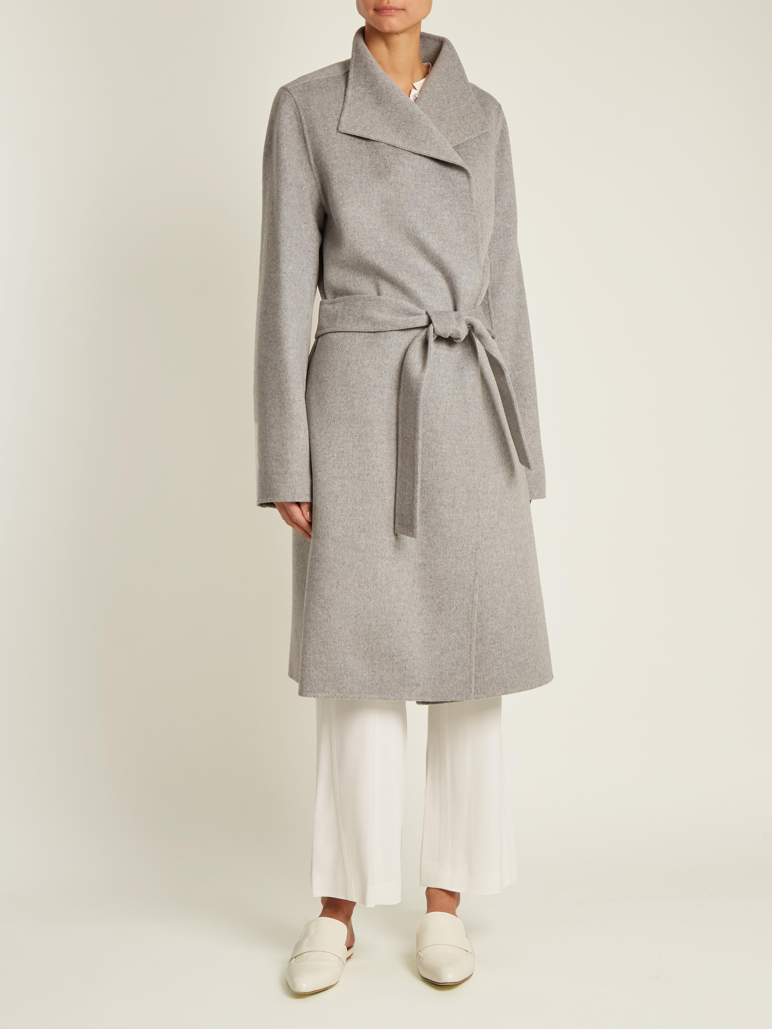 JOSEPH Lima Long Wool And Cashmere-blend Coat in Gray | Lyst