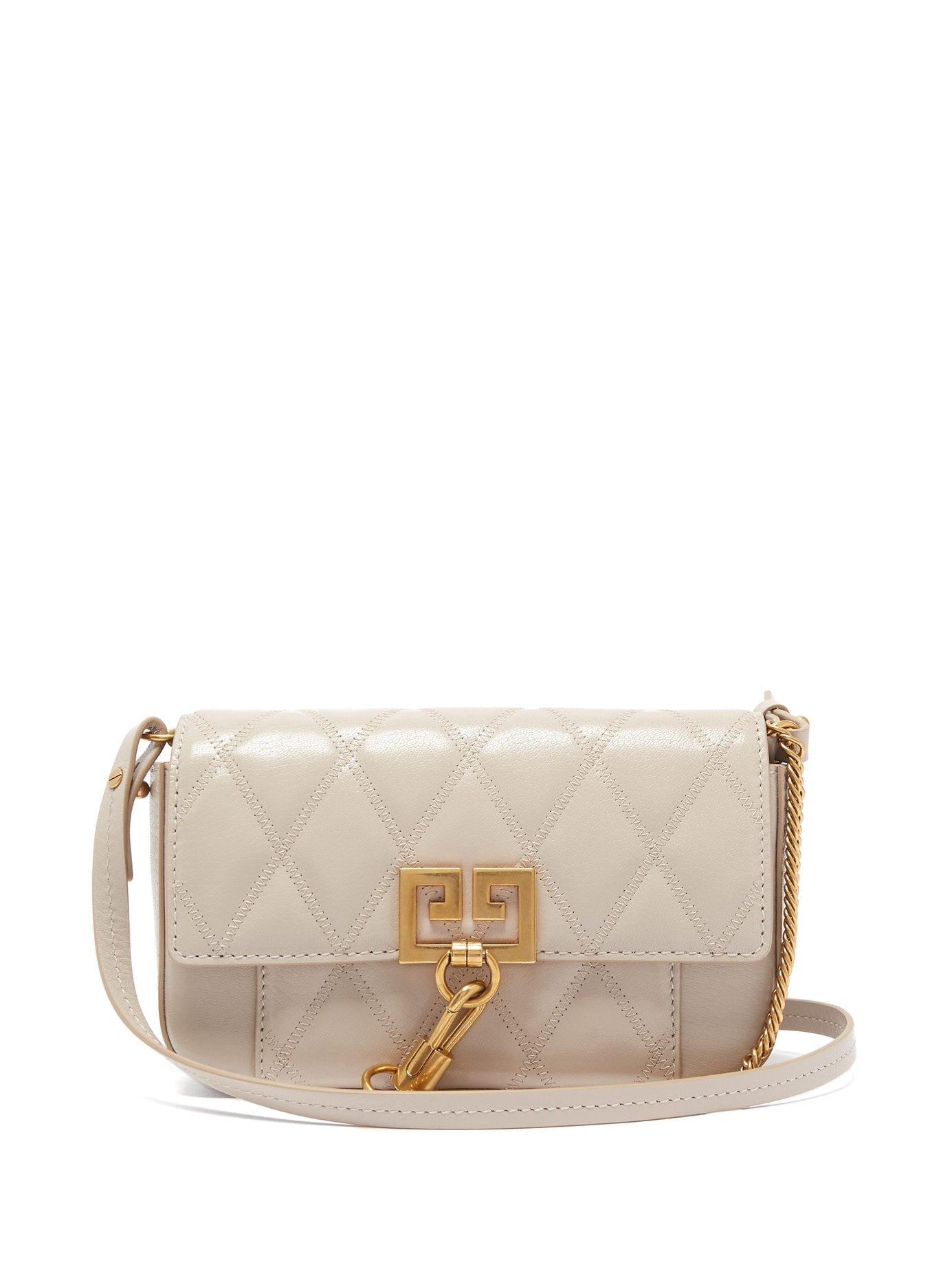 Givenchy Mini Pocket Bag Diamond Quilted Leather Natural in Gray - Lyst