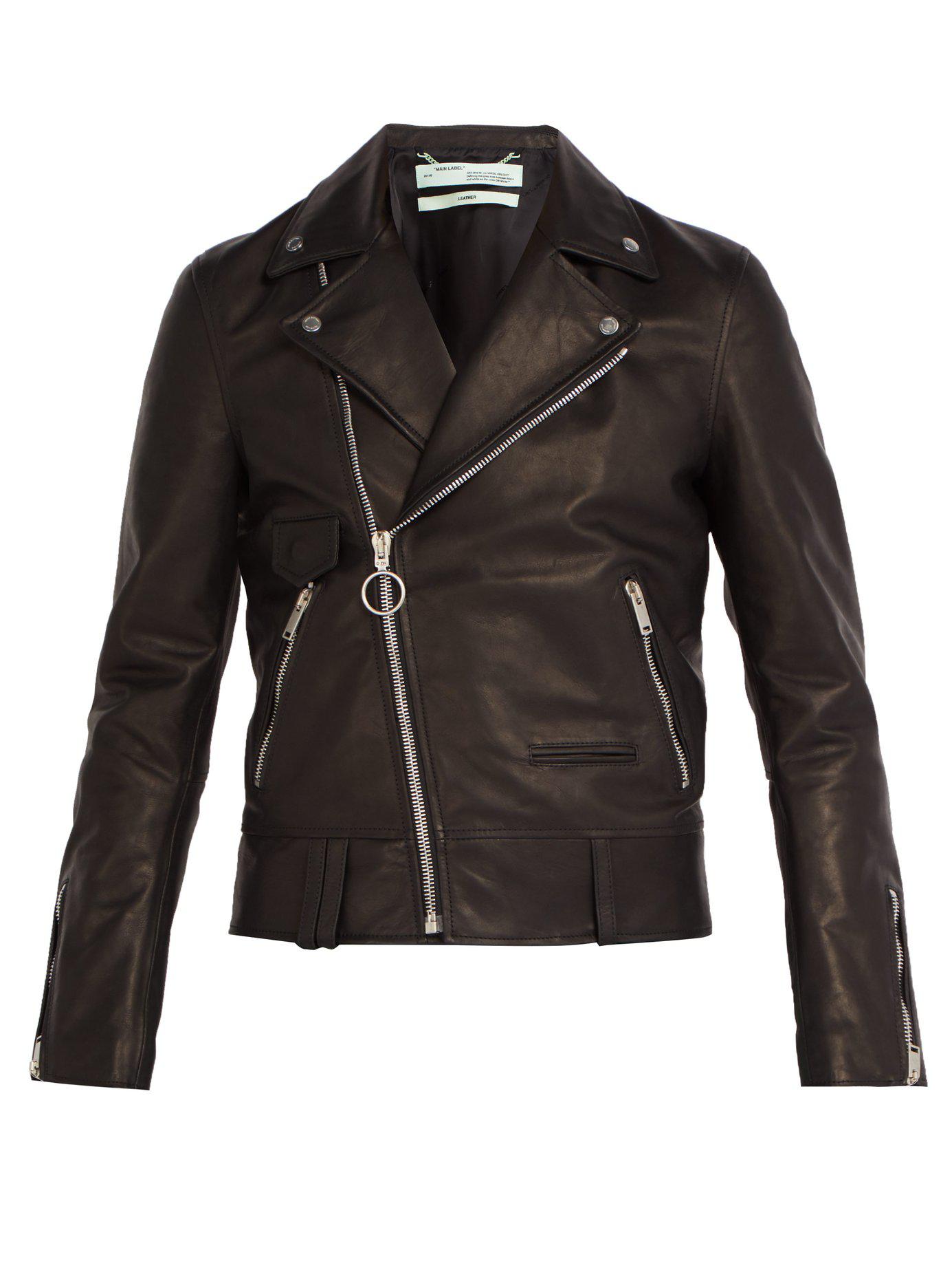 Off-White c/o Virgil Abloh Men's Leather Biker Jacket in Black for 