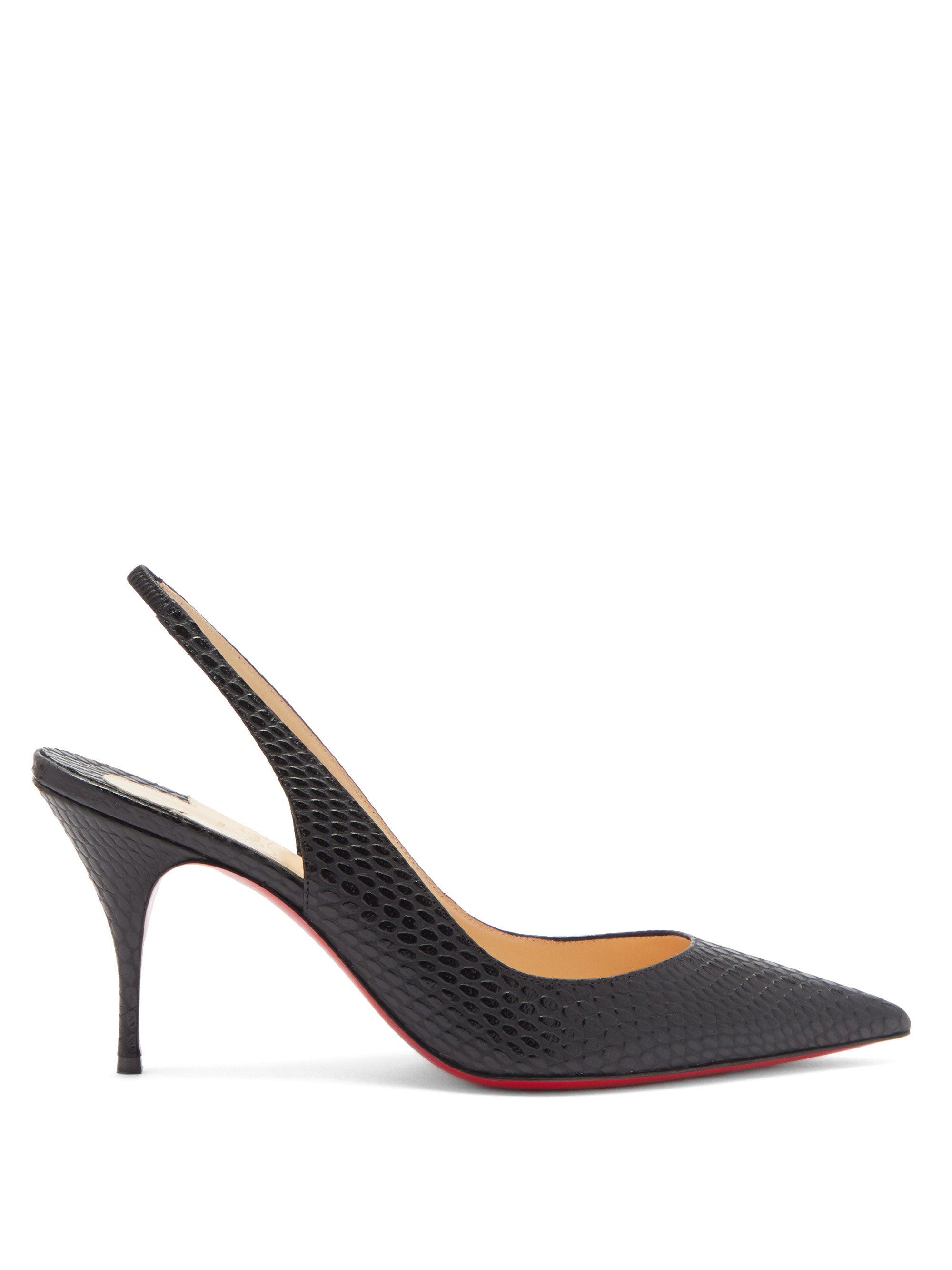 Christian Louboutin Clare Sling 80 Leather Slingback Pump in Black | Lyst
