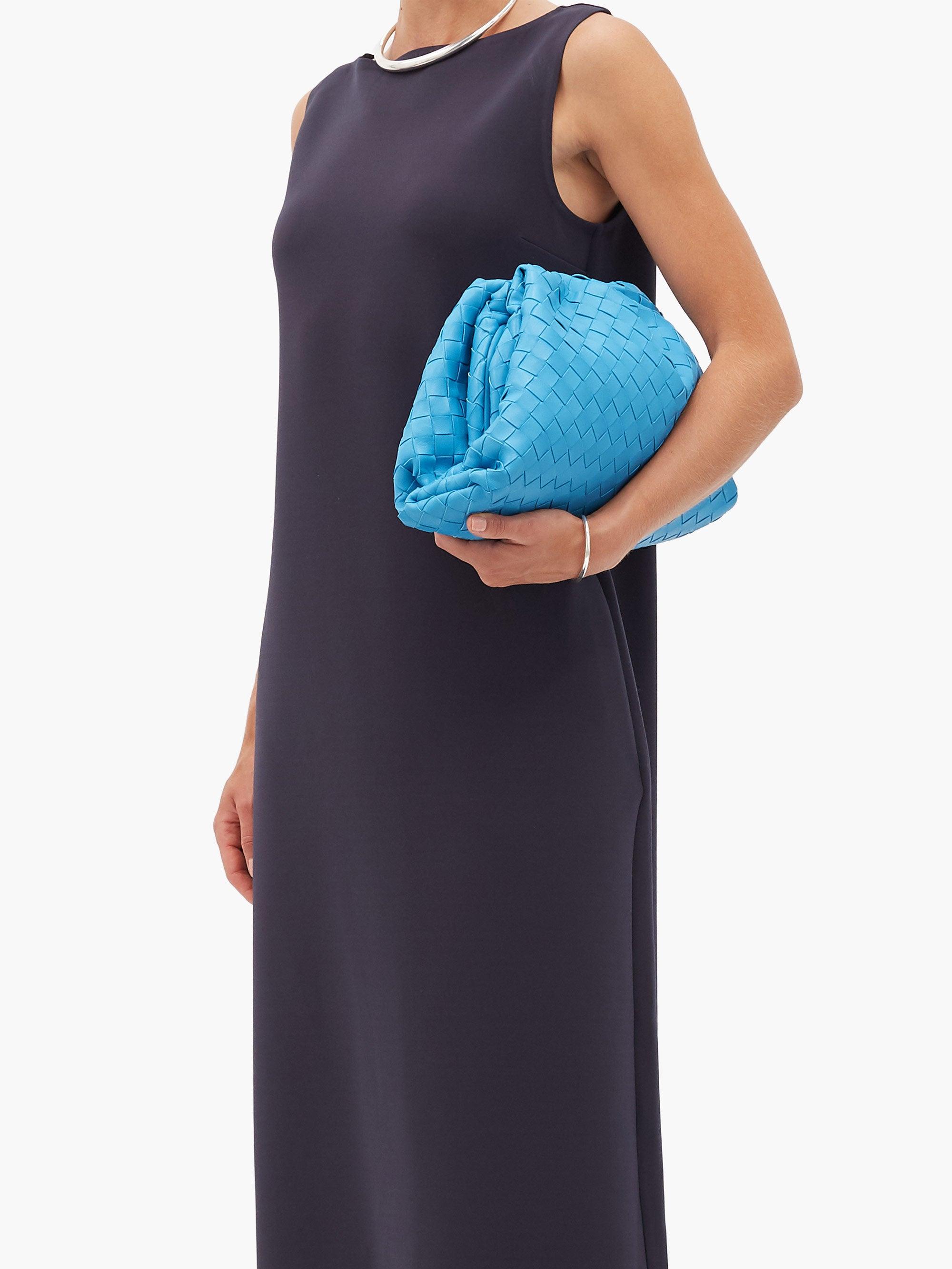 Bottega The Pouch Intrecciato Leather Clutch in Blue Lyst