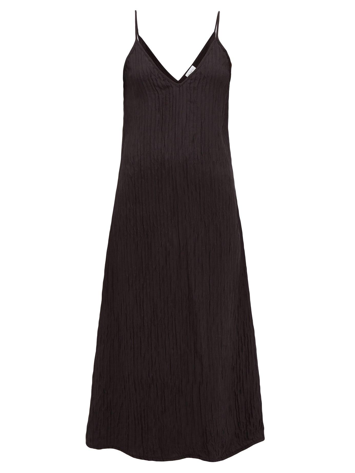 Raey V-neck Crinkled-silk Midi Slip Dress in Black - Lyst