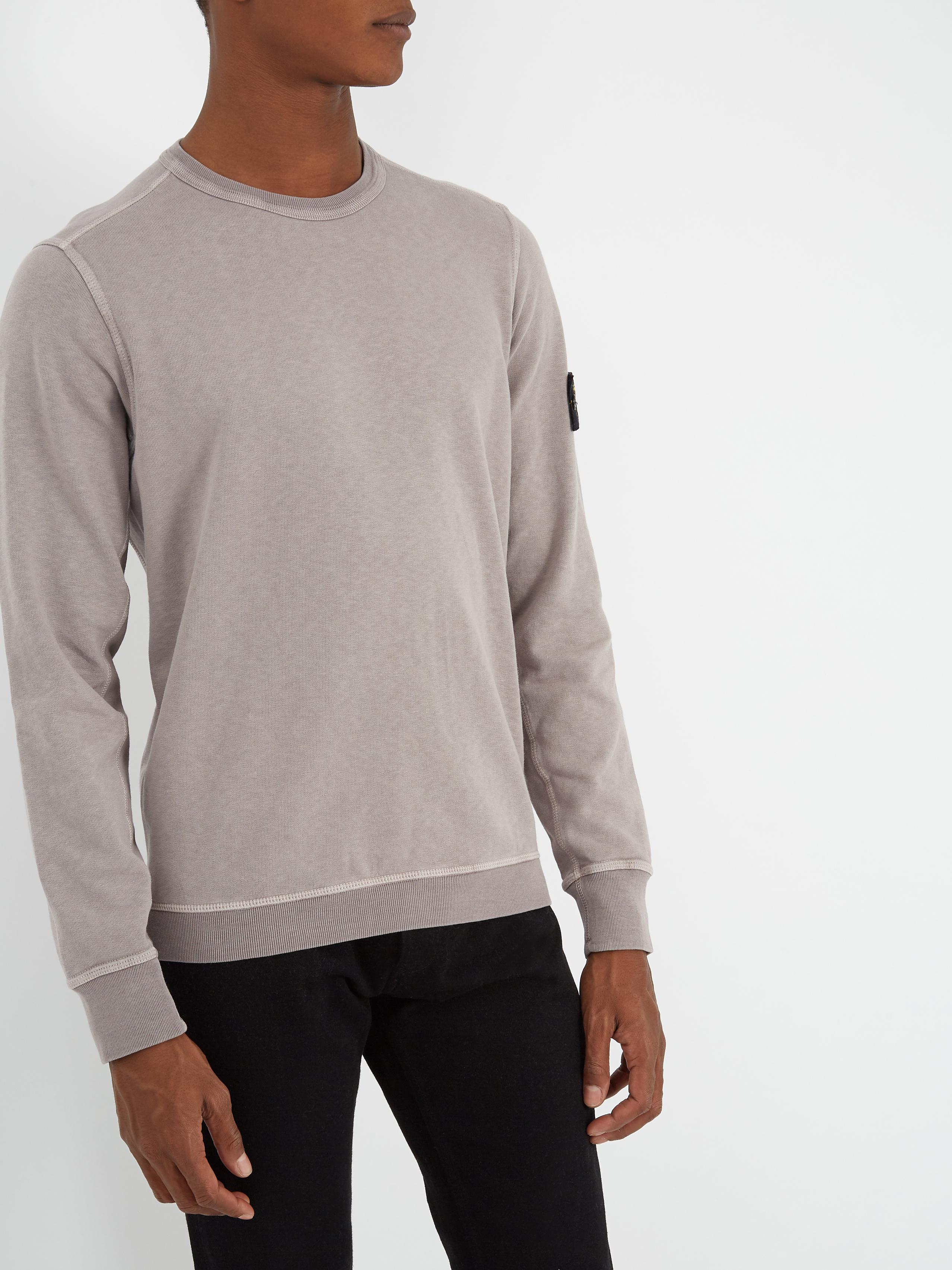 Stone Island Crew-neck Washed Cotton Sweatshirt in Grey (Gray) for Men ...