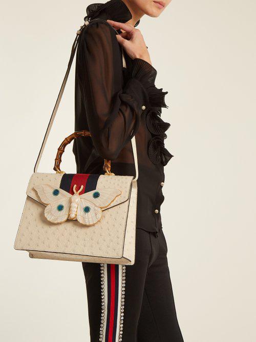 Gucci Large Ostrich Tote Bag Pale Brown