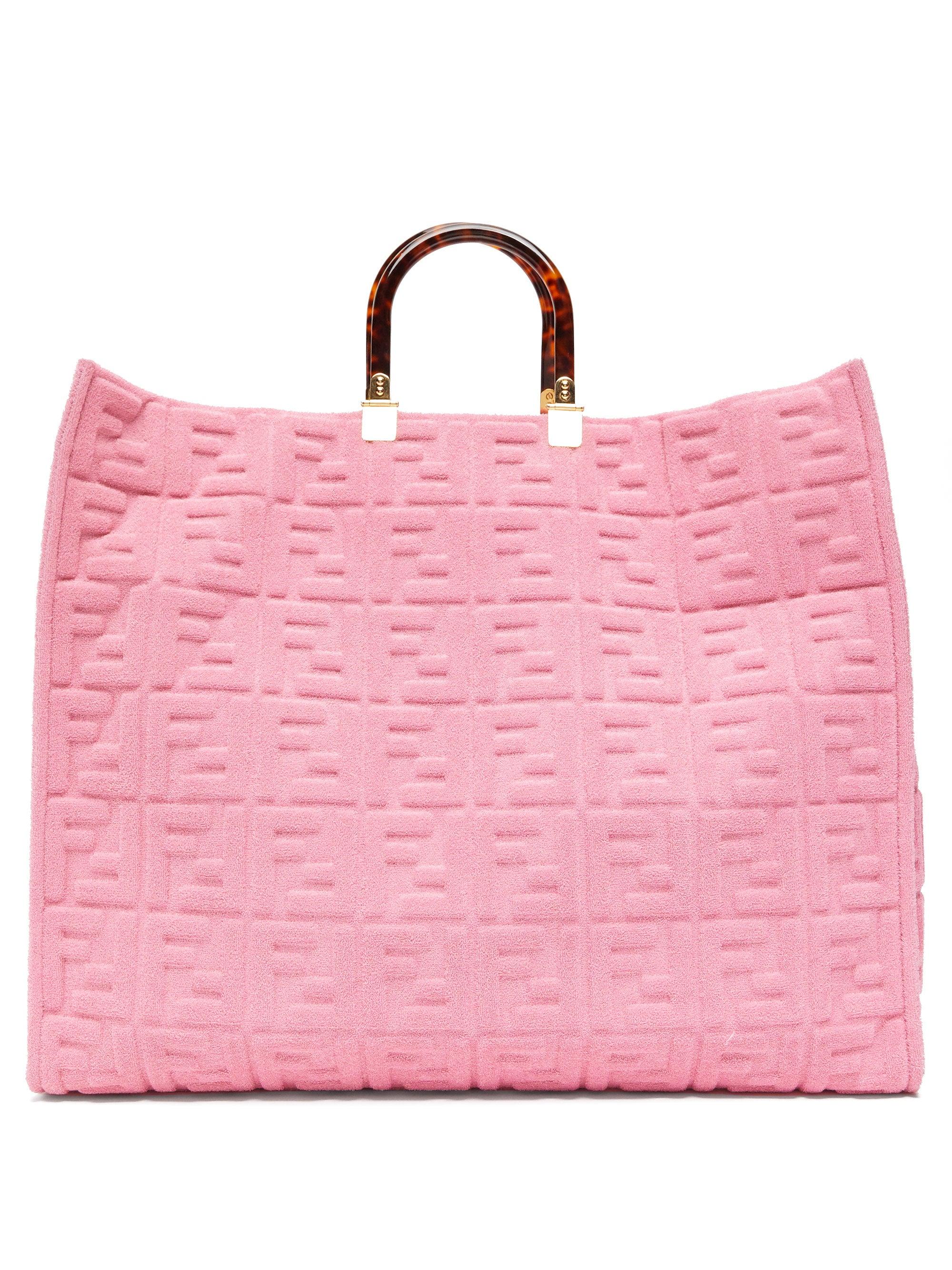 Fendi Sunshine Ff-embossed Cotton-towelling Tote Bag in Pink | Lyst