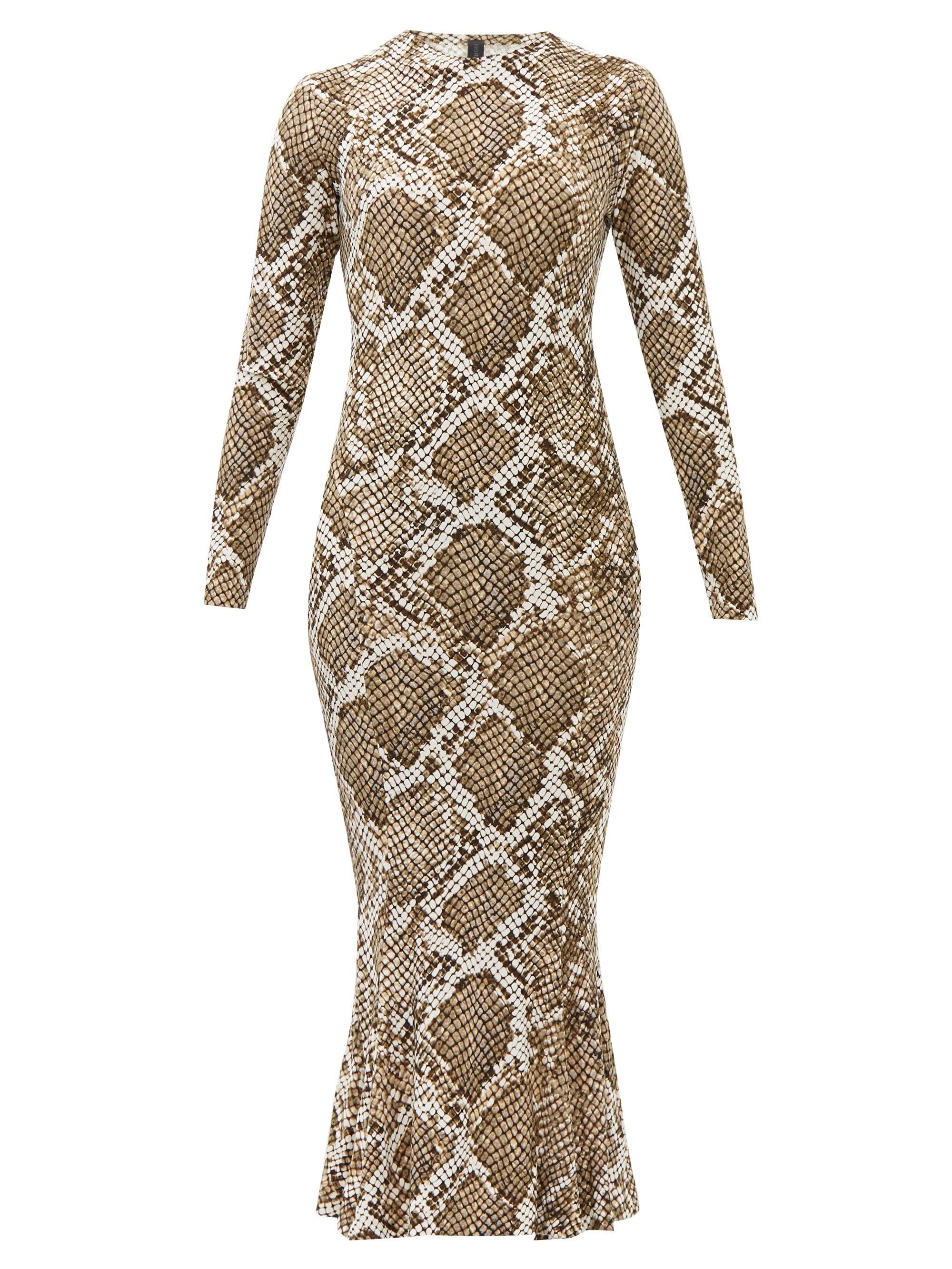 norma kamali crew fishtail dress