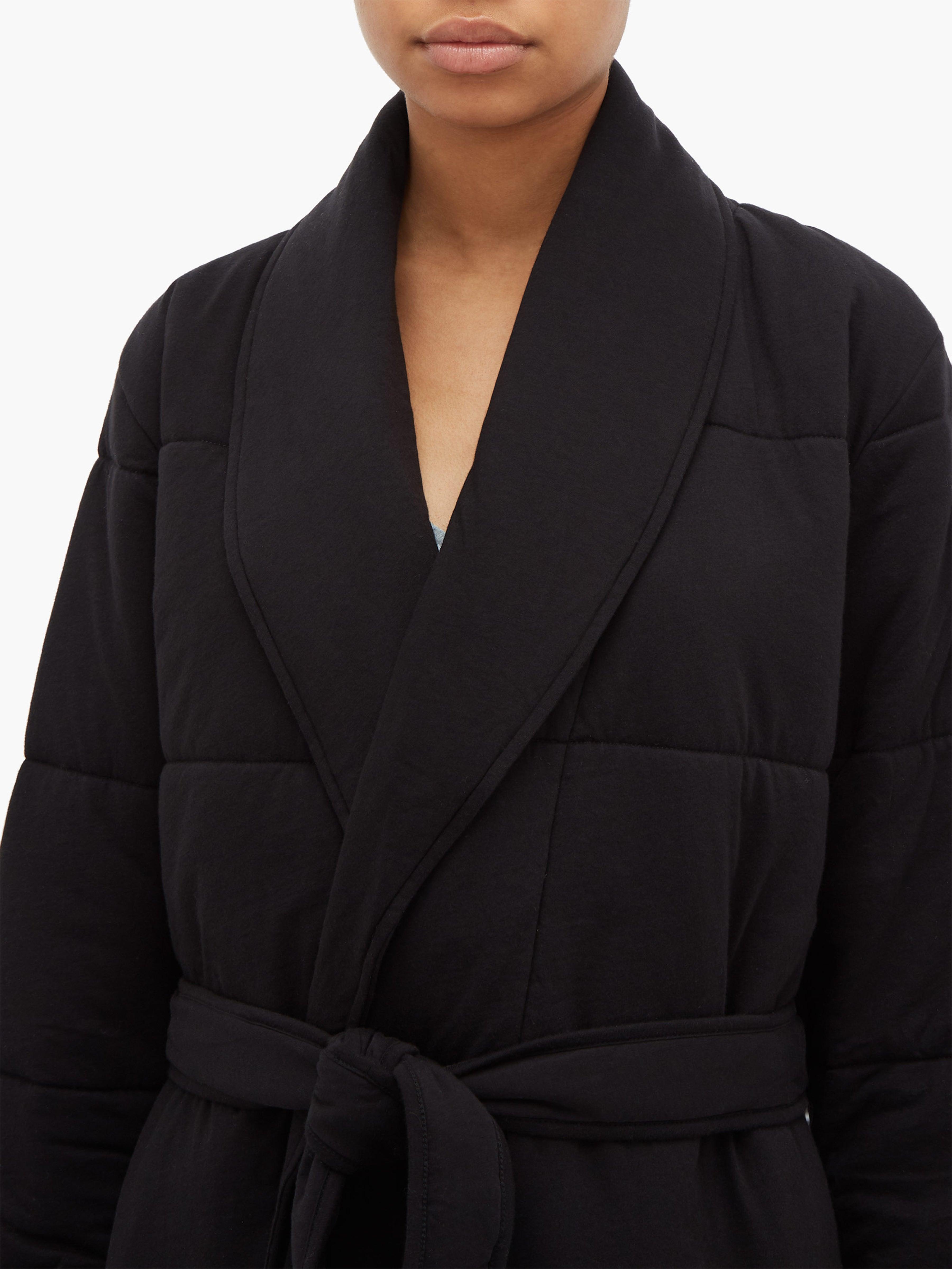 Skin Sierra Quilted Cotton Robe in Black Lyst