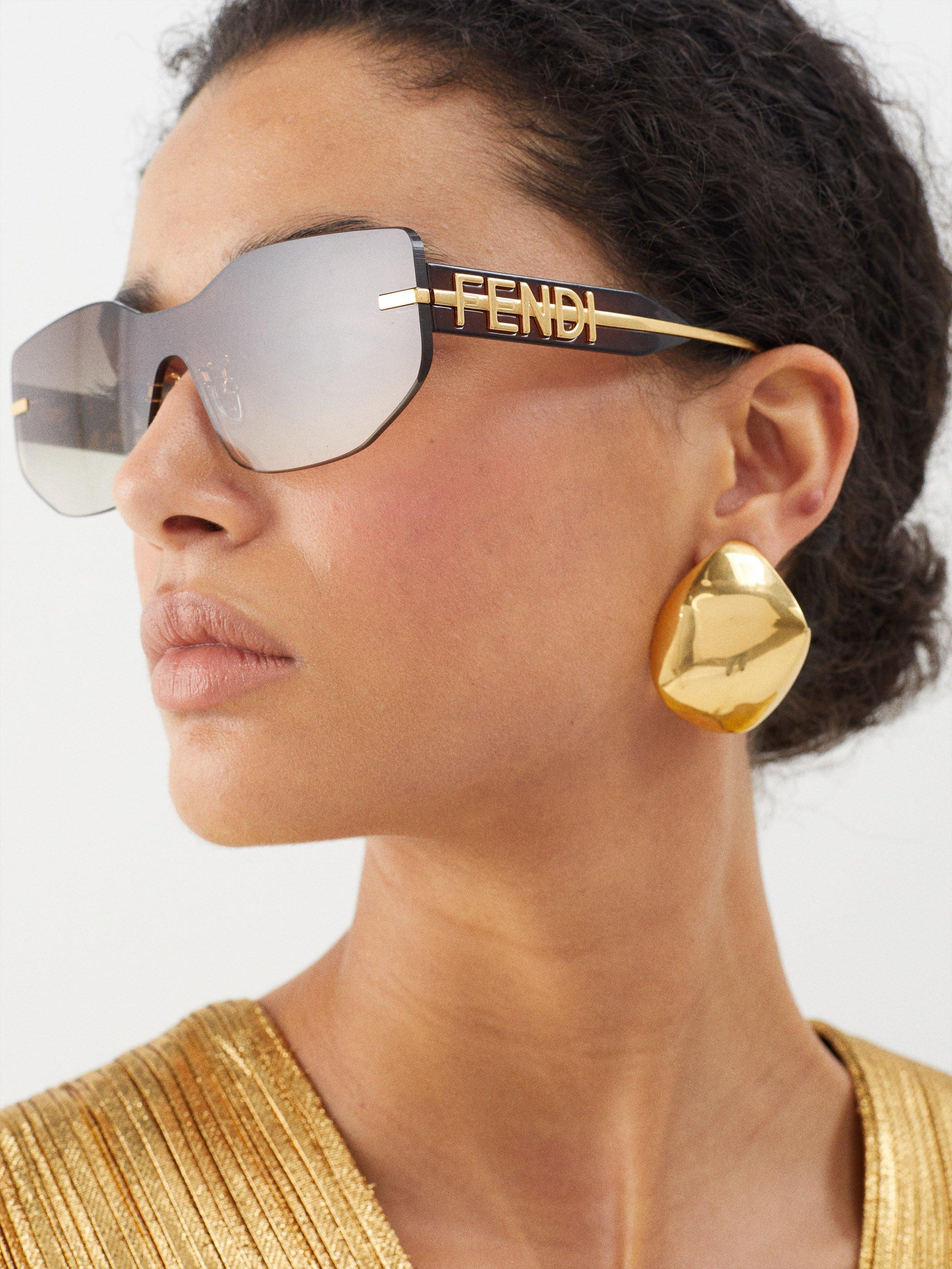 Fendi Rimless Shield Acetate Sunglasses in Pink | Lyst