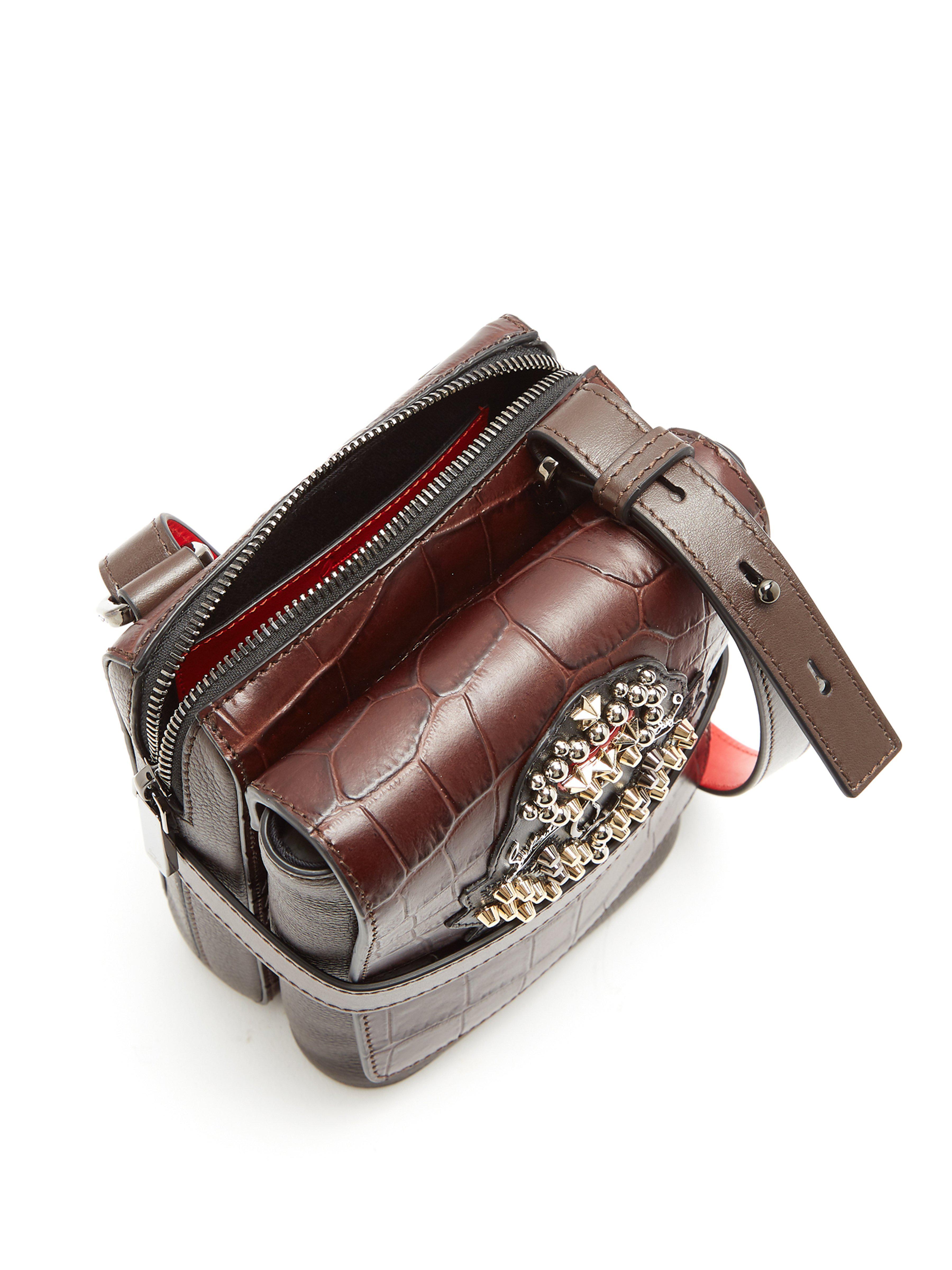 Christian Louboutin Benech Small Embellished Leather Cross Body Bag in Brown for Men Lyst