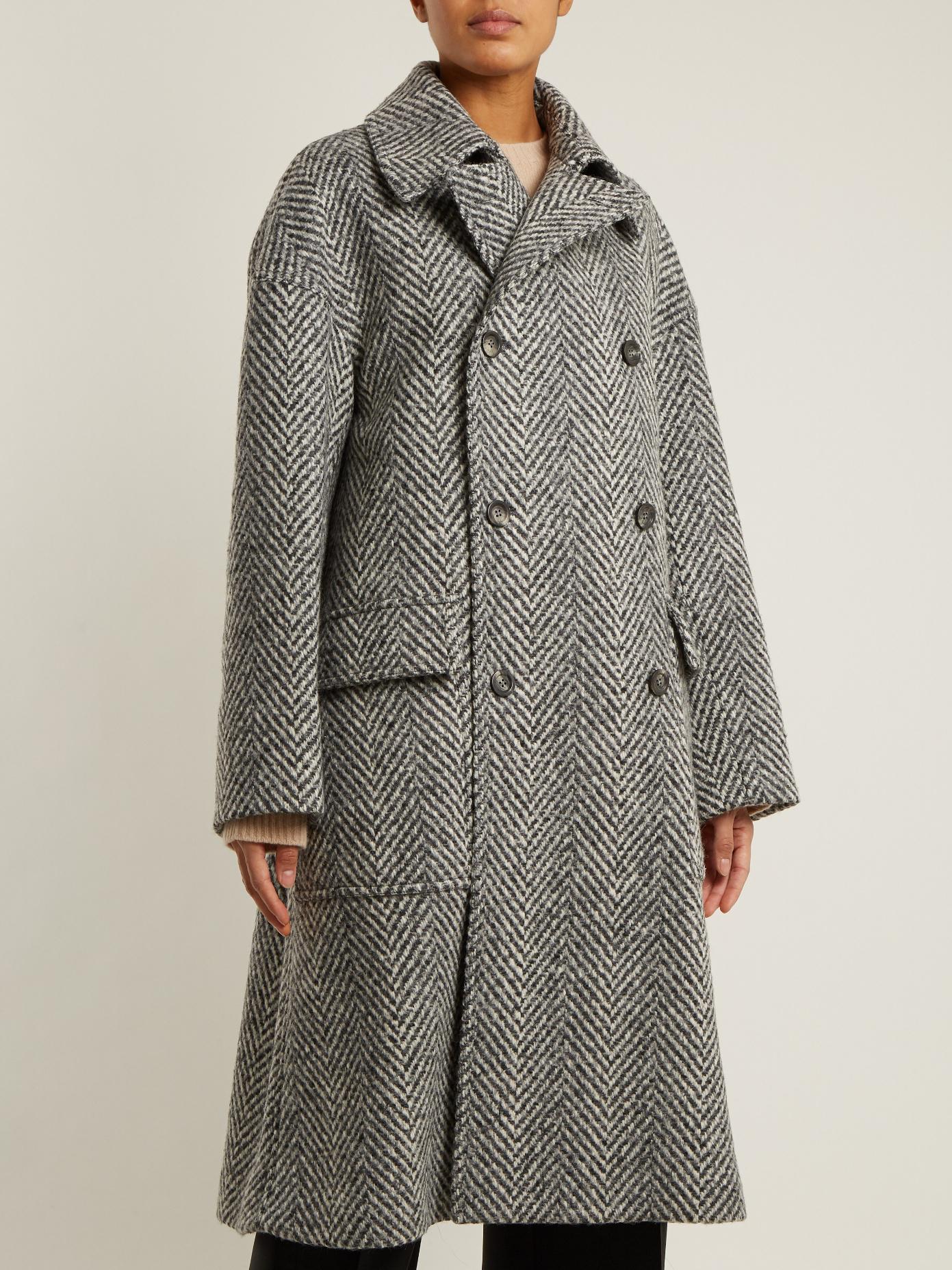 Lyst - Connolly Double-breasted Herringbone Oversized Wool Coat in Gray