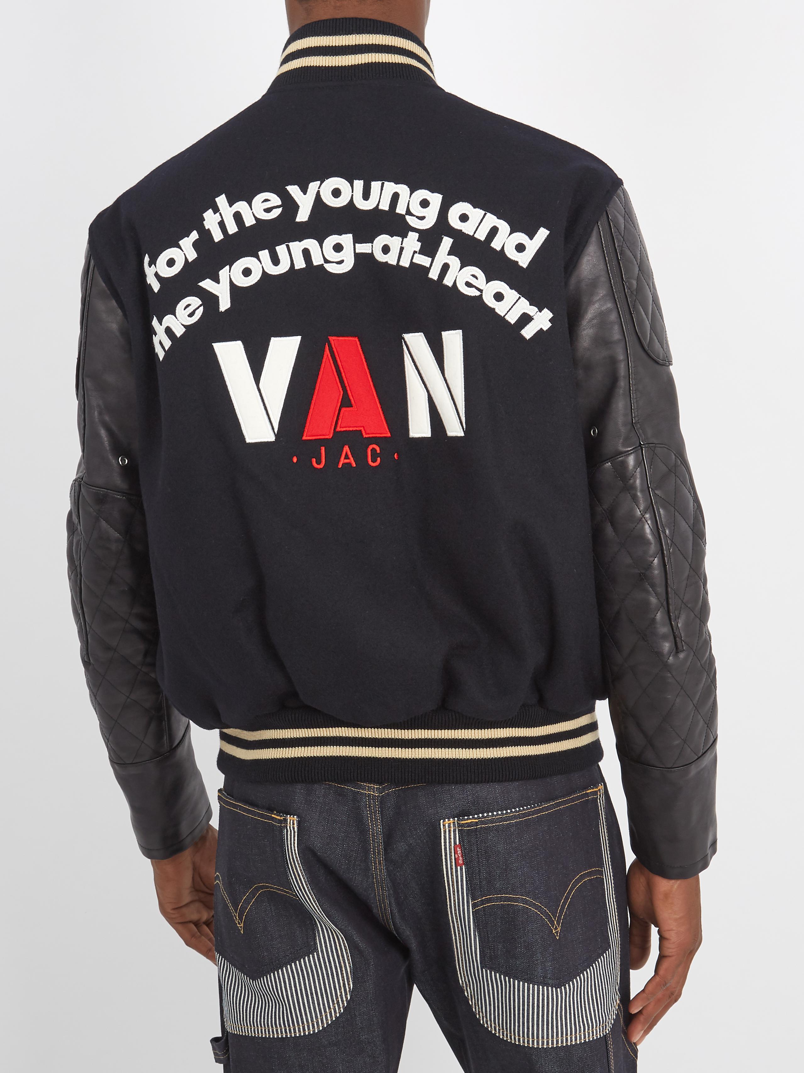 Junya Watanabe Van-appliquÃ© Wool-blend Bomber Jacket in Blue for Men - Lyst