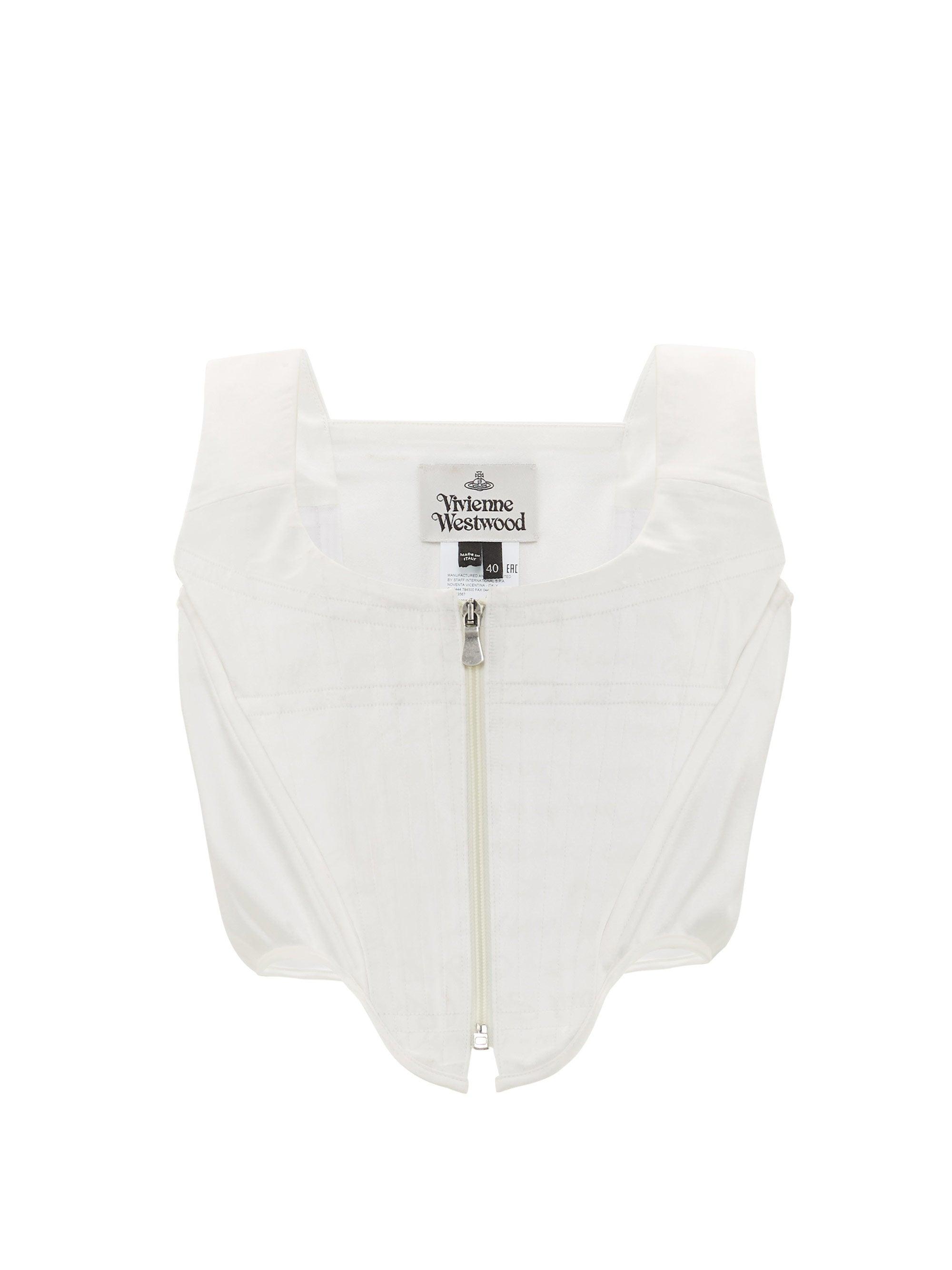 Vivienne Westwood Zipped Charmeuse Corset Top in White | Lyst