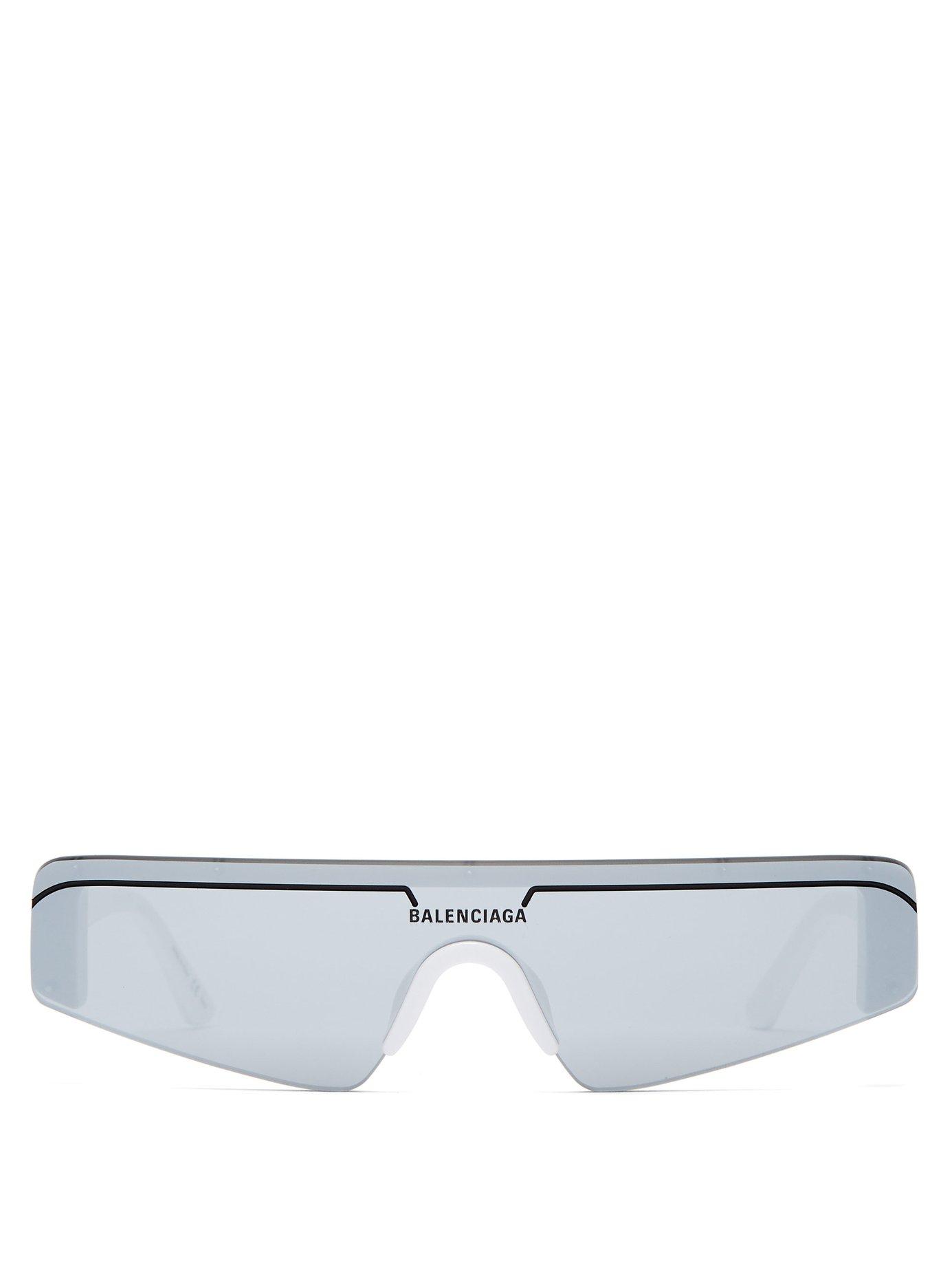 Balenciaga Ski Reflective Lens Shield Acetate Sunglasses in White for Men |  Lyst