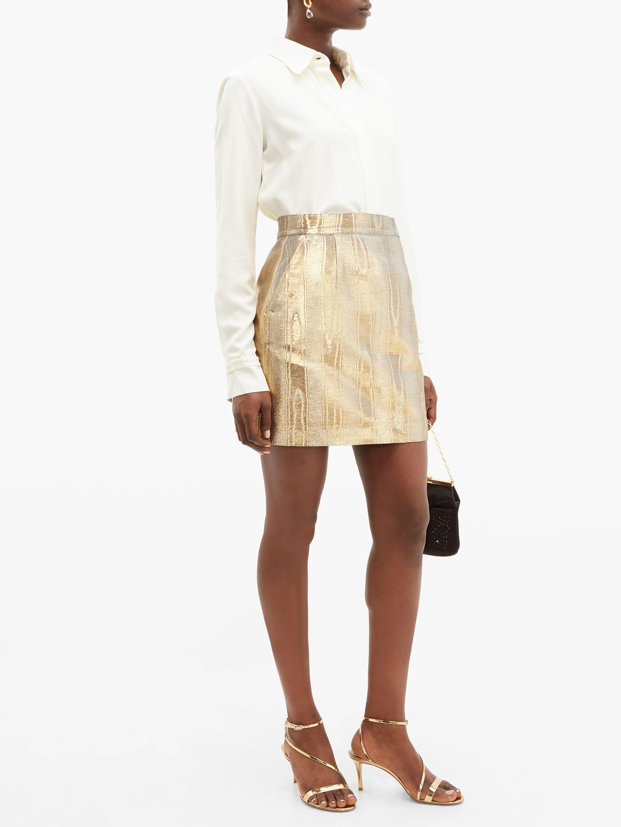 Racil Silk Gina Metallic Moire Mini Skirt - Lyst