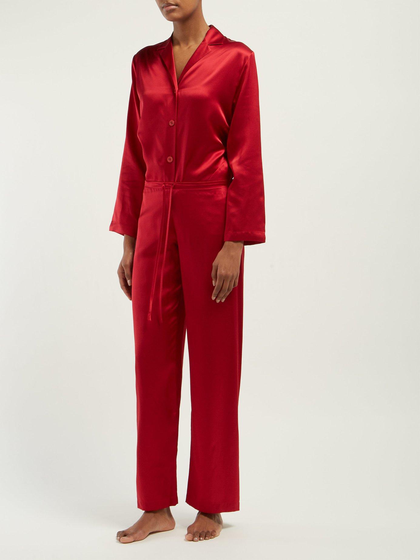 red silk pyjamas