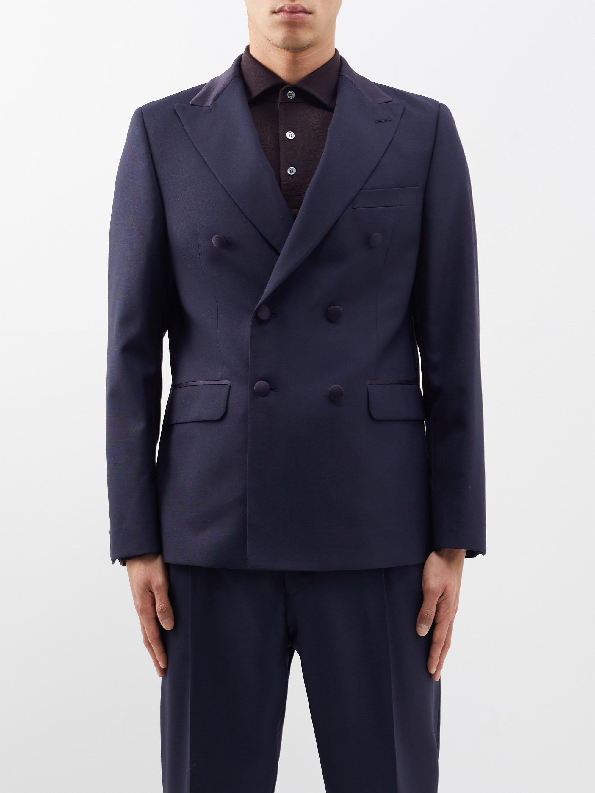 Officine Generale Raphael Double-breasted Wool Suit Jacket in Blue for ...
