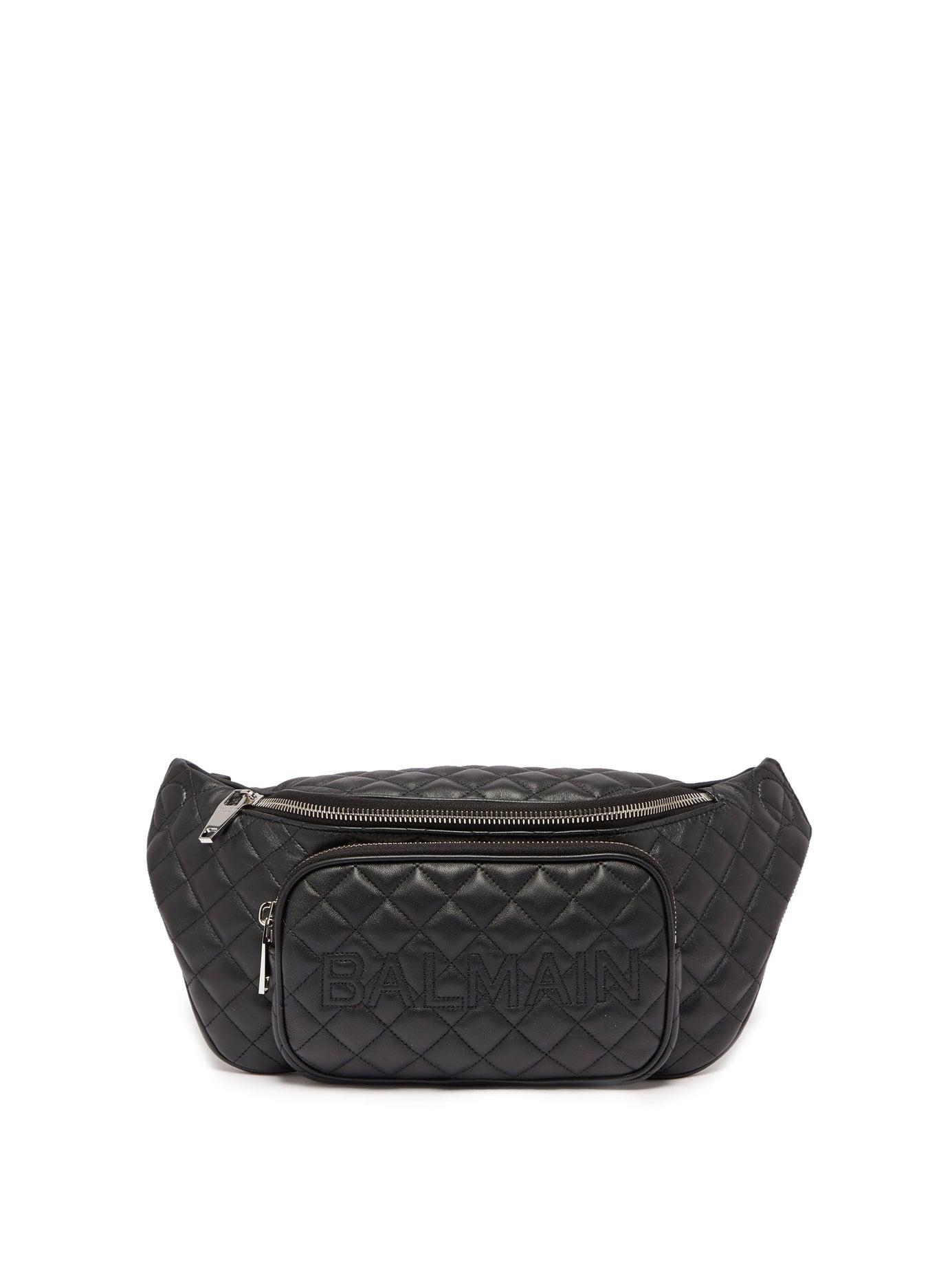 Balmain Quilted Leather Belt Bag in Black for Men Lyst