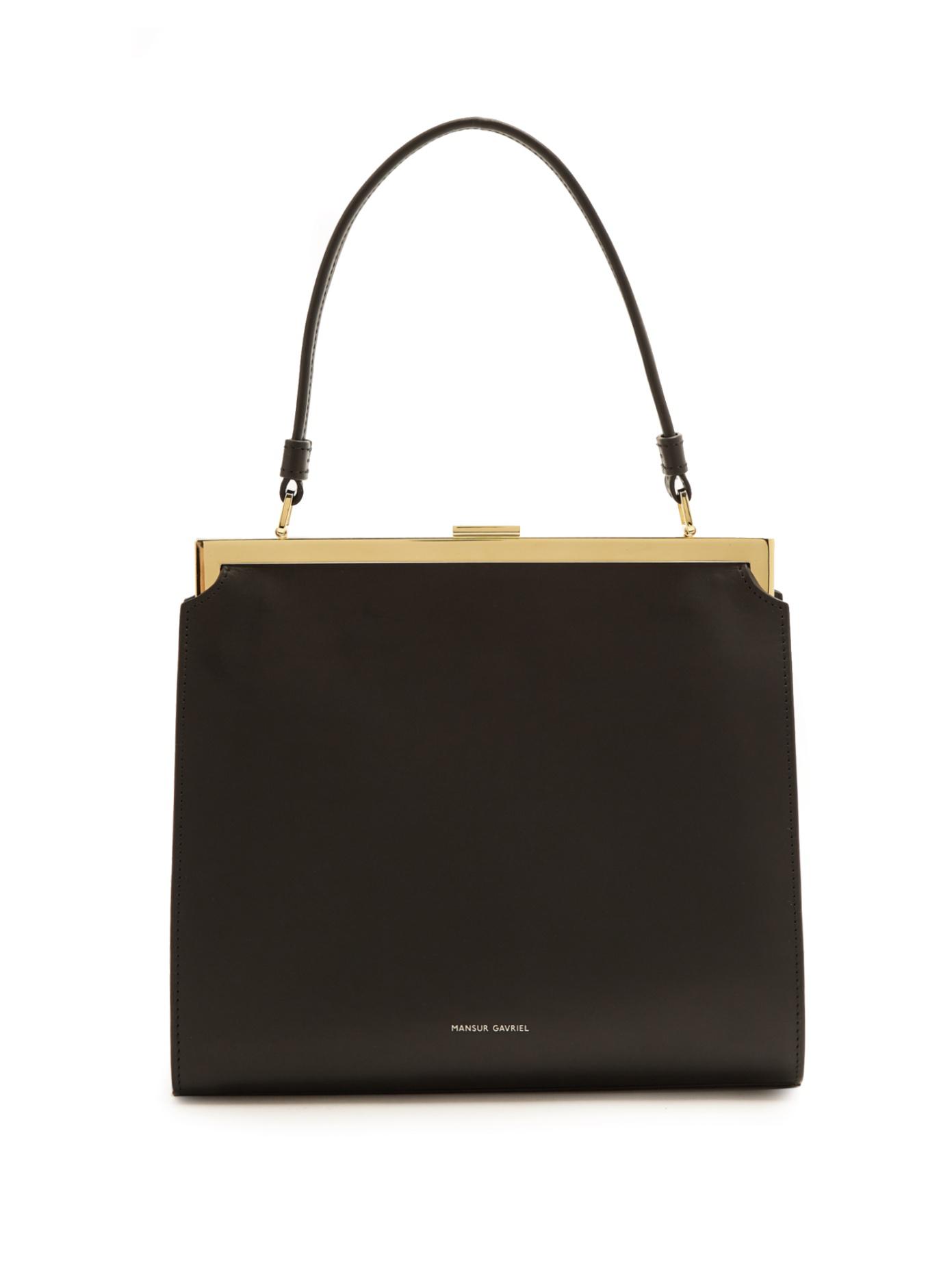 Mansur Gavriel Elegant Top-handle Leather Bag in Black | Lyst