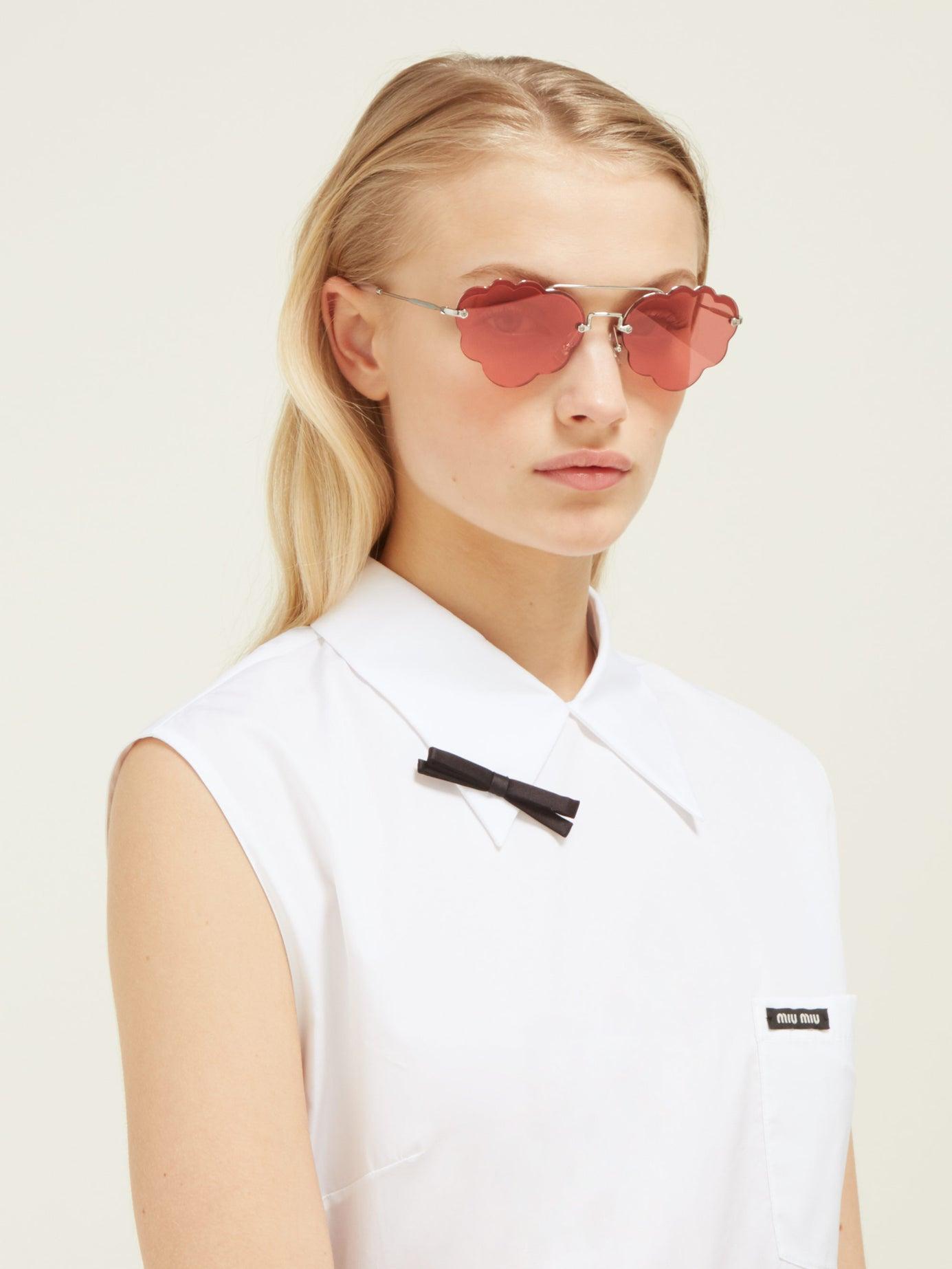 Miu Miu Cloud-frame Rimless Metal Sunglasses in Pink - Lyst