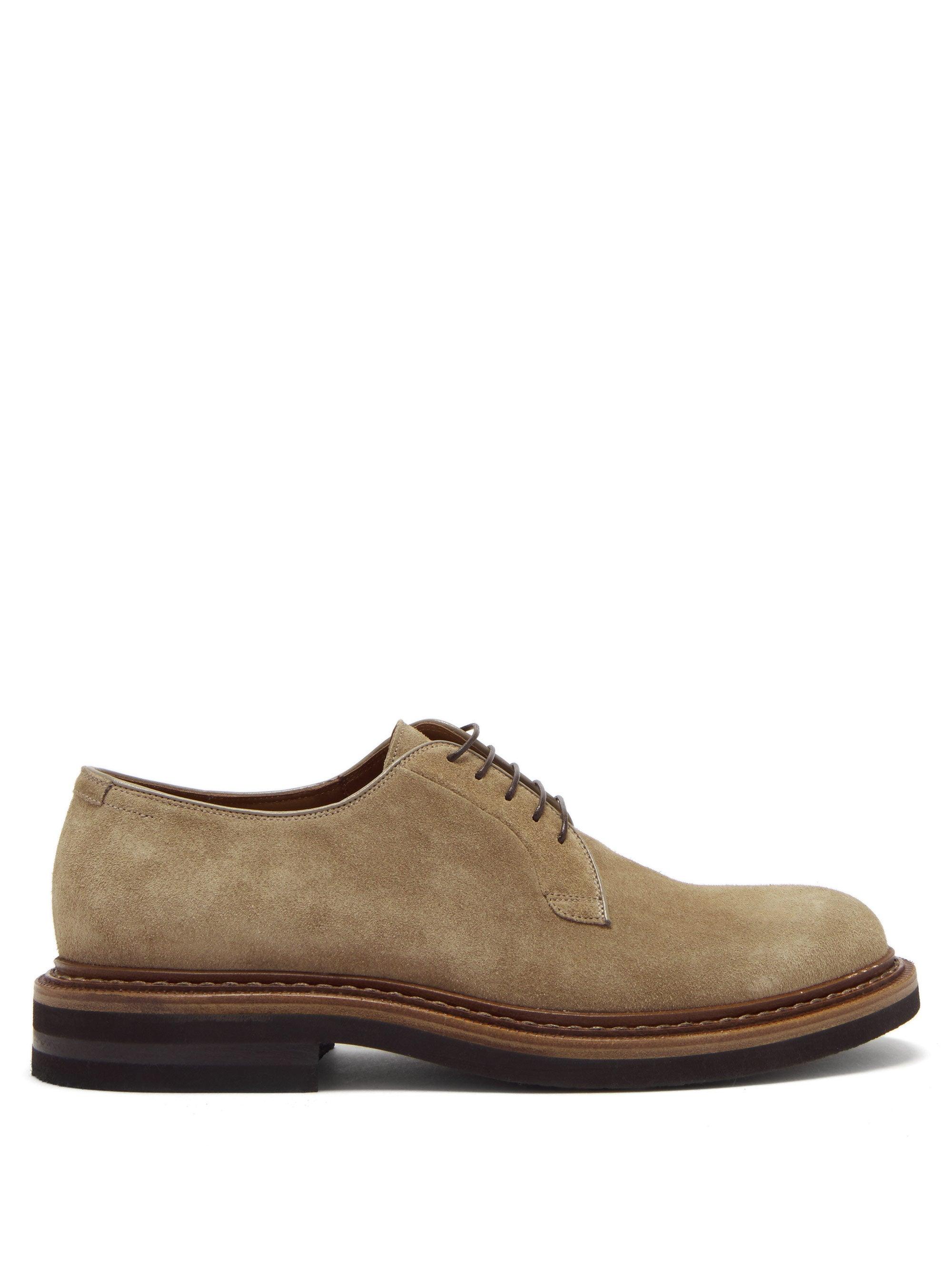 Brunello Cucinelli Suede Derby Shoes for Men - Lyst