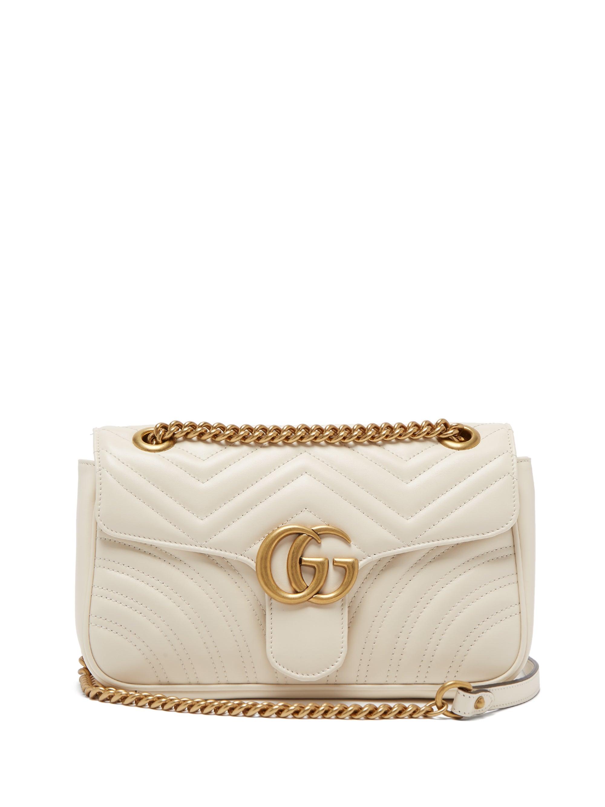 Gucci GG Marmont Small Quiltedleather Crossbody Bag in White Lyst