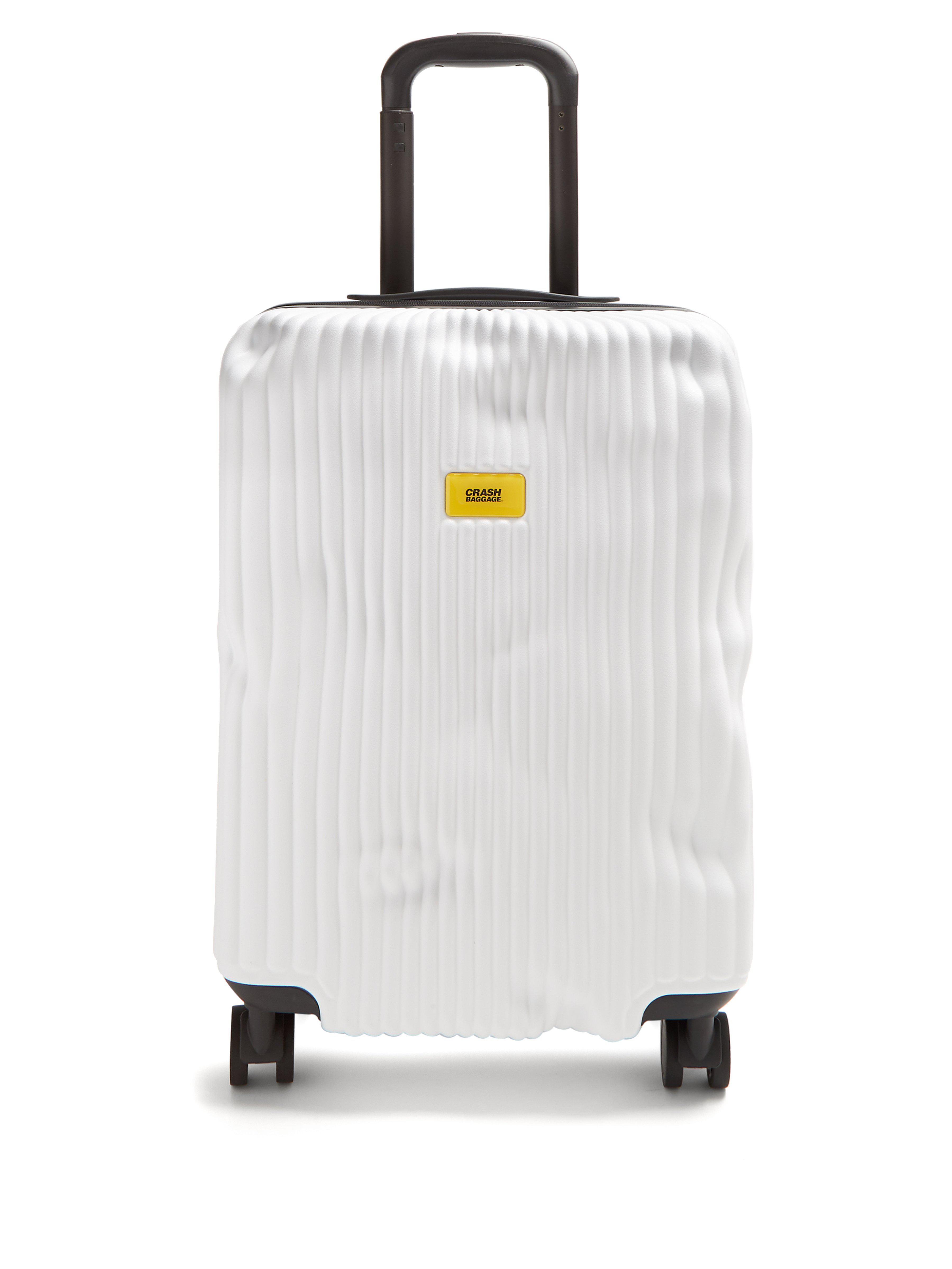 black and white striped suitcase