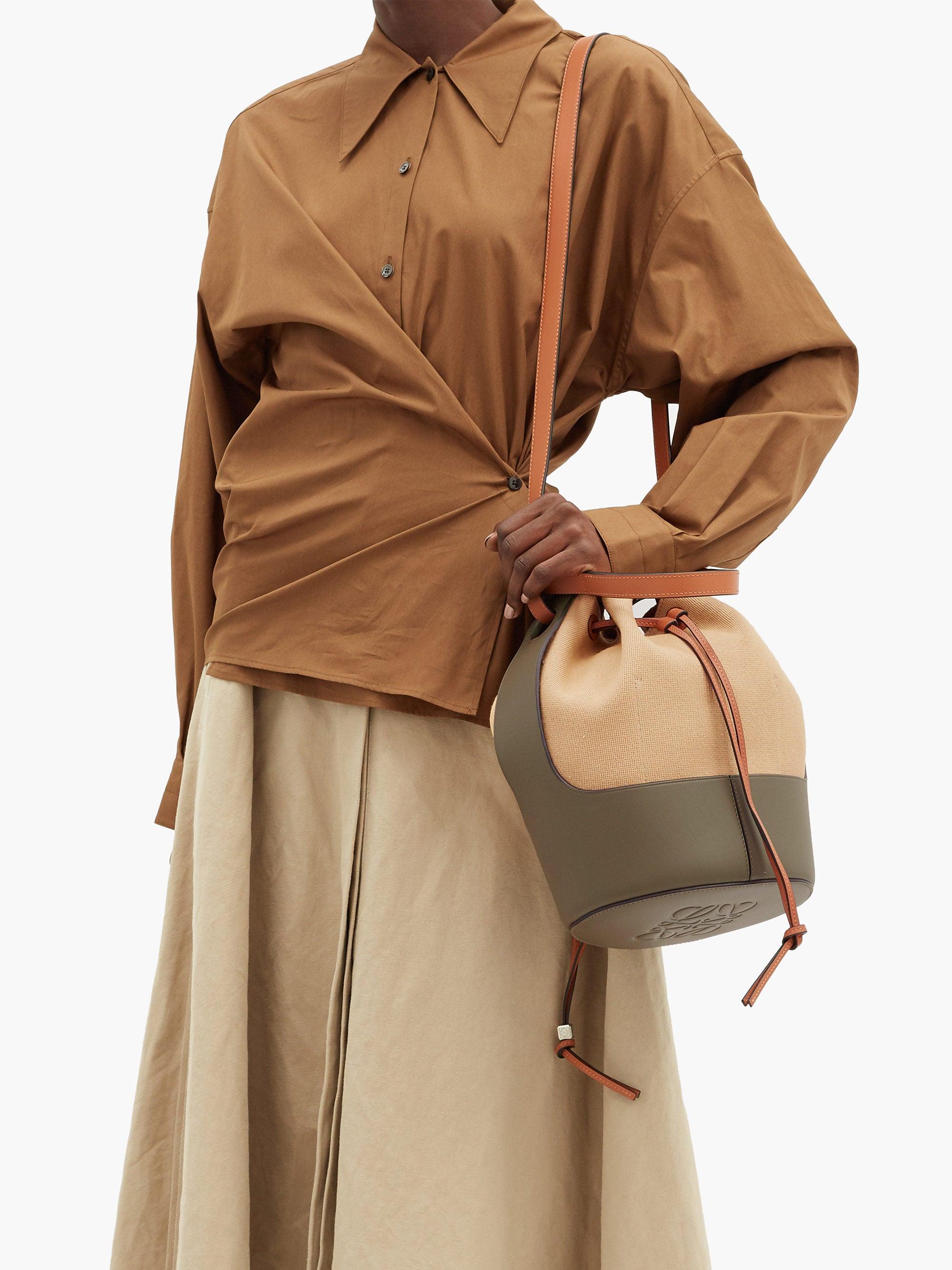 Loewe Balloon Leather and Canvas Bucket Bag