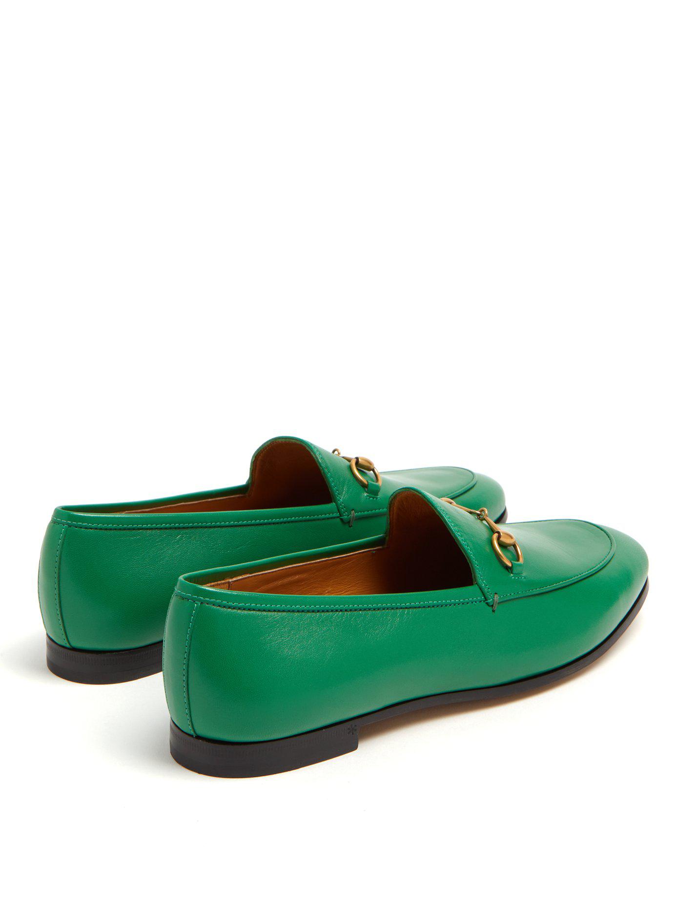 Gucci Jordaan Leather Loafers in Green Lyst