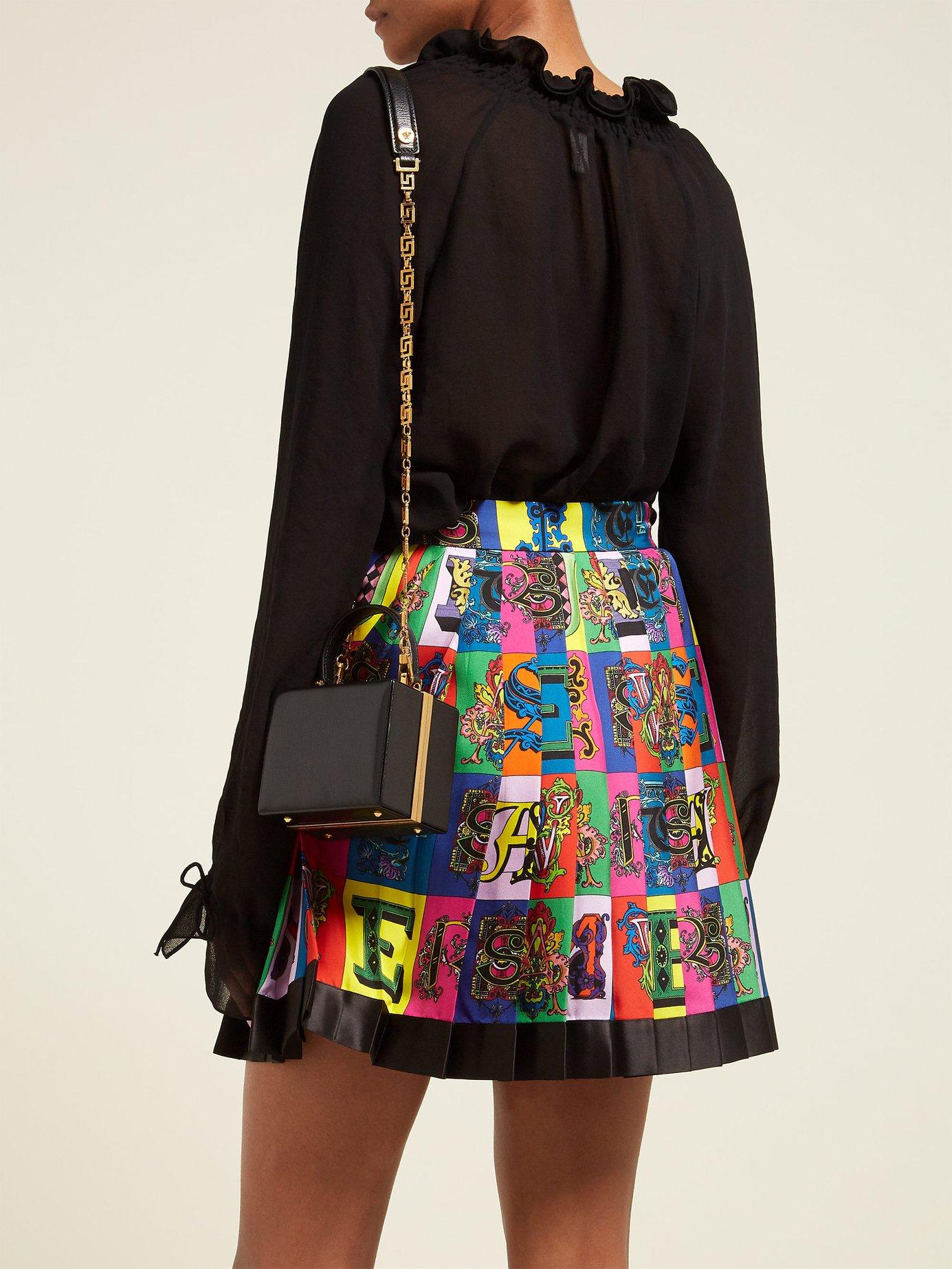 black leather box bag