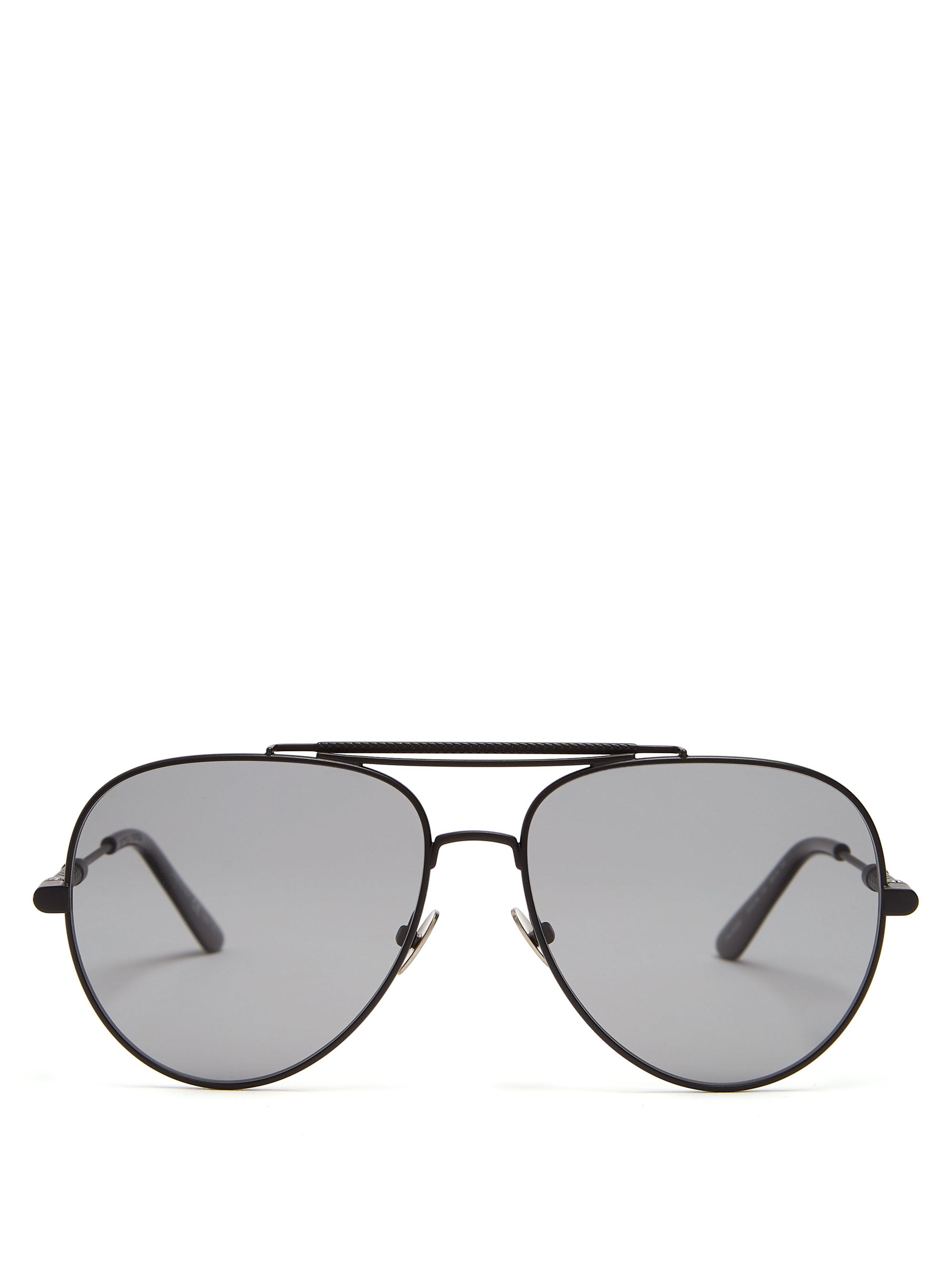 Bottega Veneta Aviator Metal Sunglasses In Black For Men Lyst