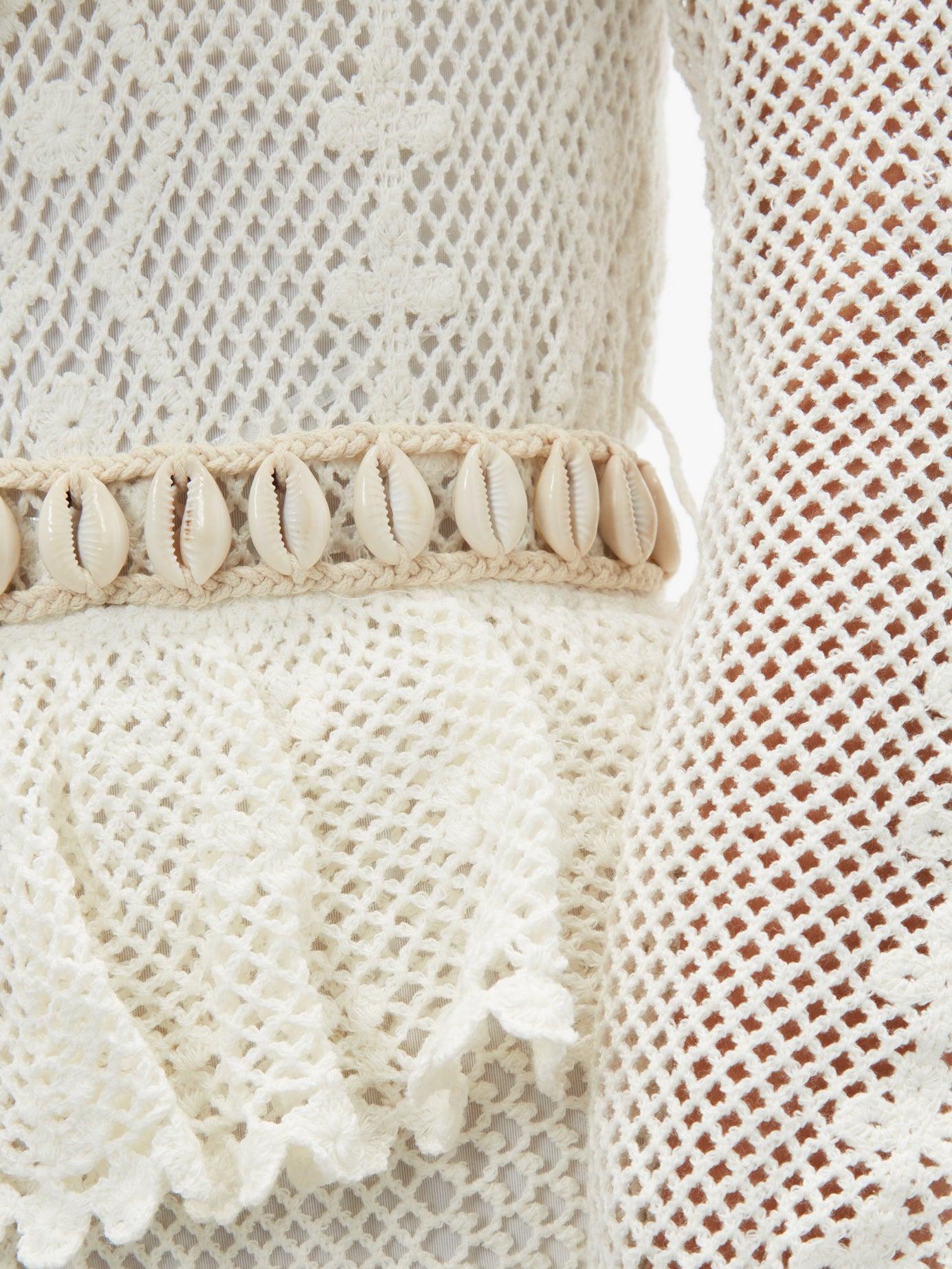 Zimmermann Allia Shellbelt Cottoncrochet Midi Dress in White Lyst
