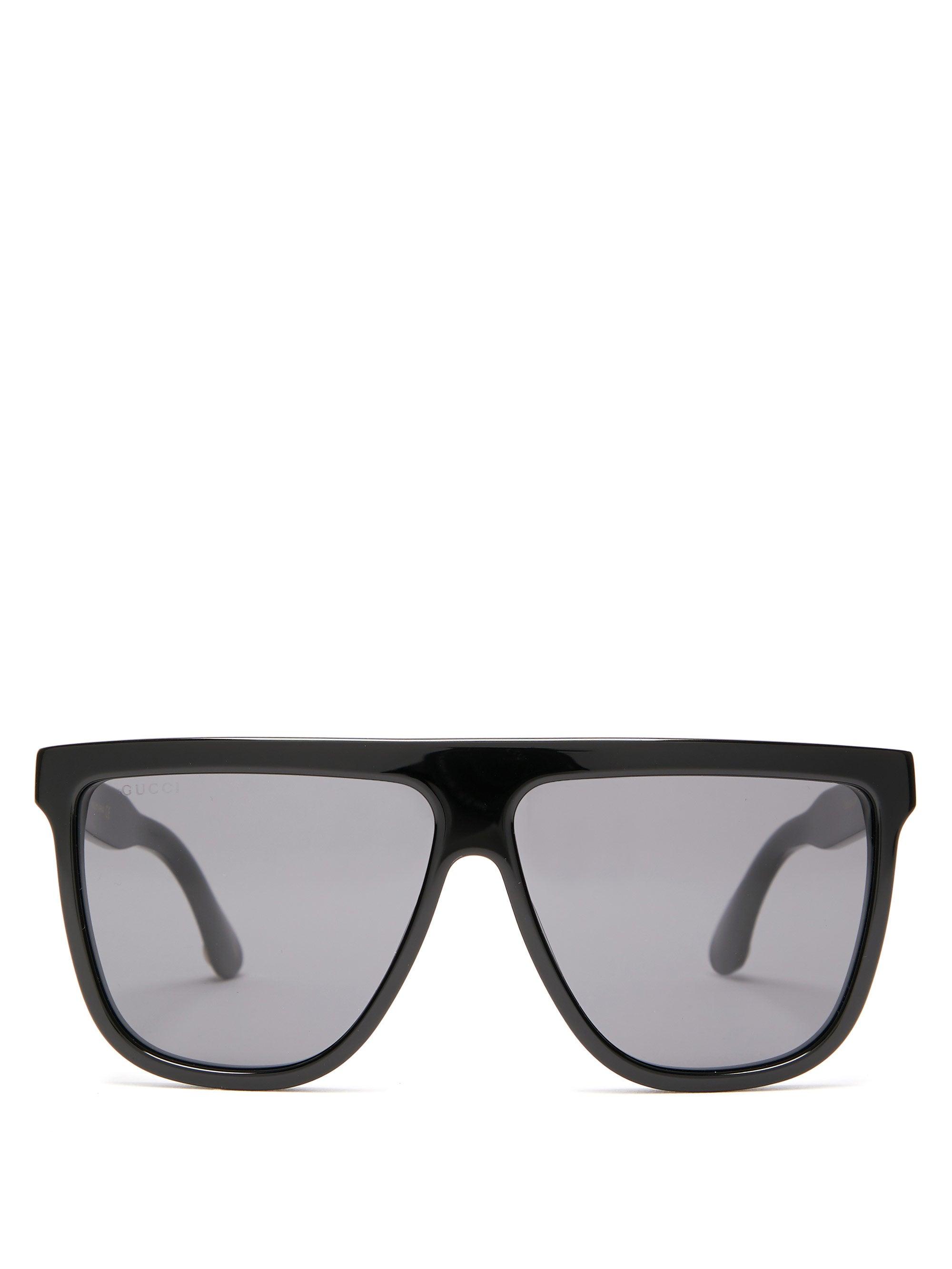Gucci Flat Top Acetate Sunglasses in Black | Lyst