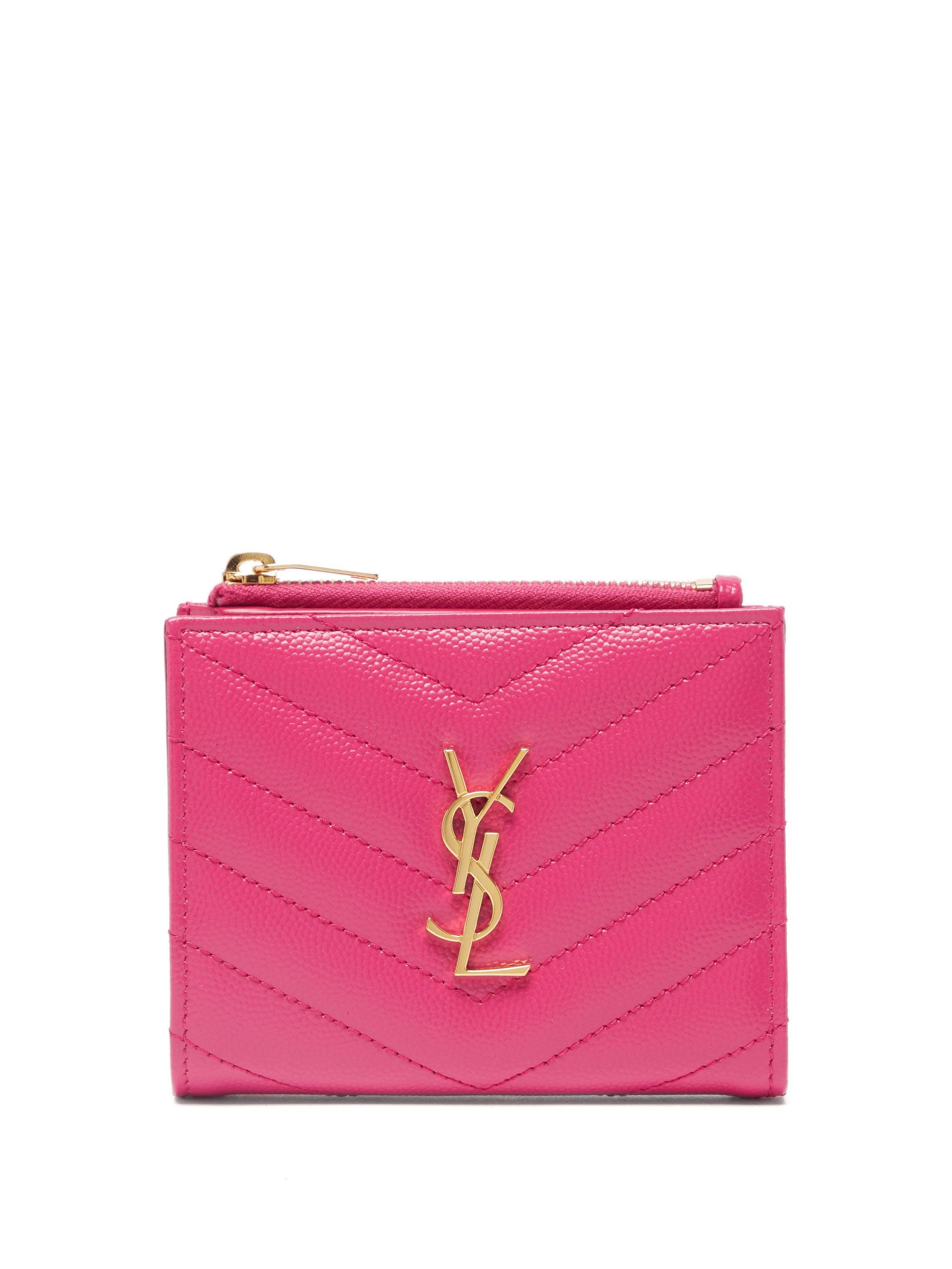 Saint Laurent bi-fold long wallet pink gold monogram GBL372266