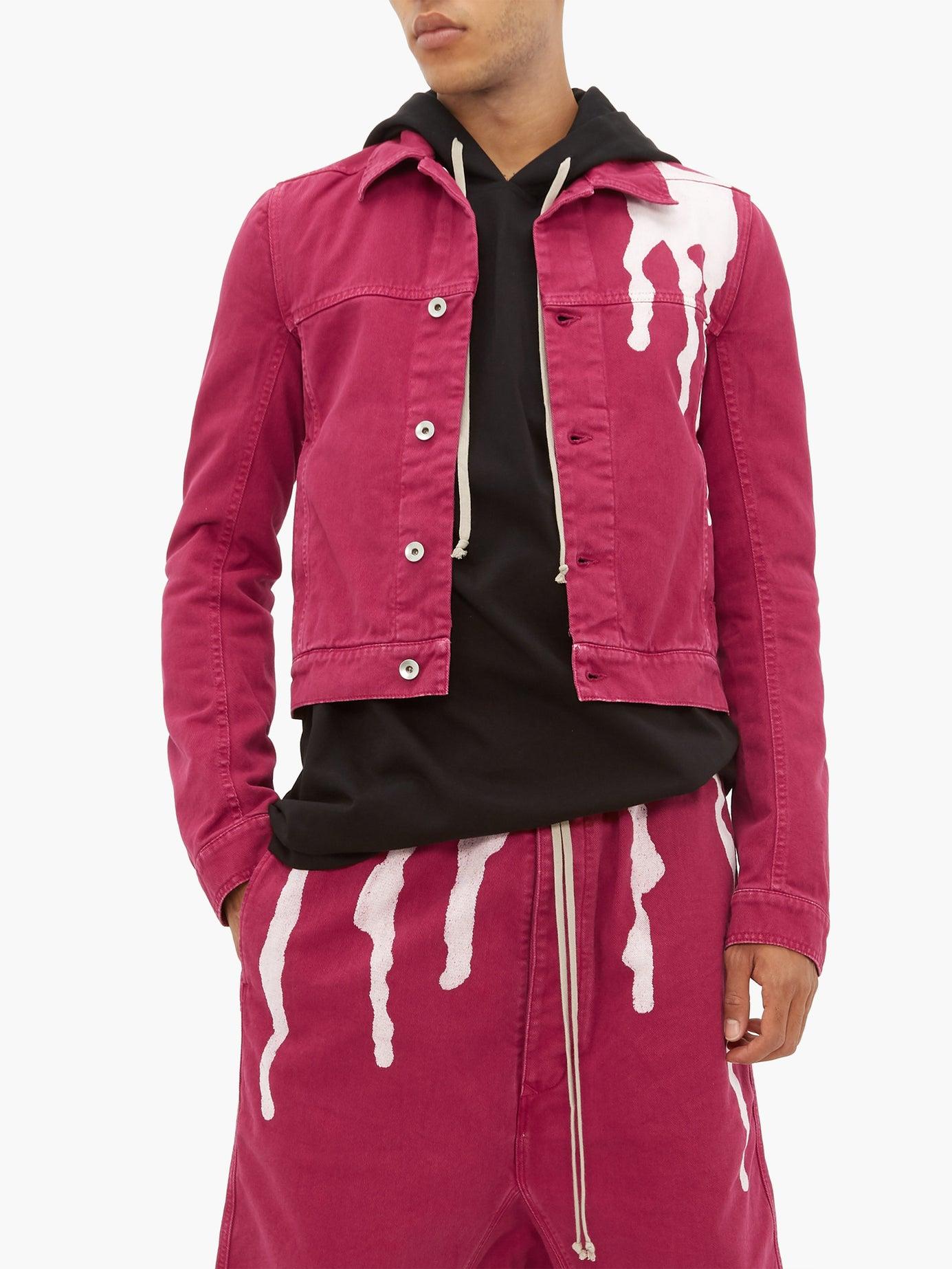Rick Owens DRKSHDW Abstract Drop-print Cotton-denim Jacket in Purple for  Men - Lyst