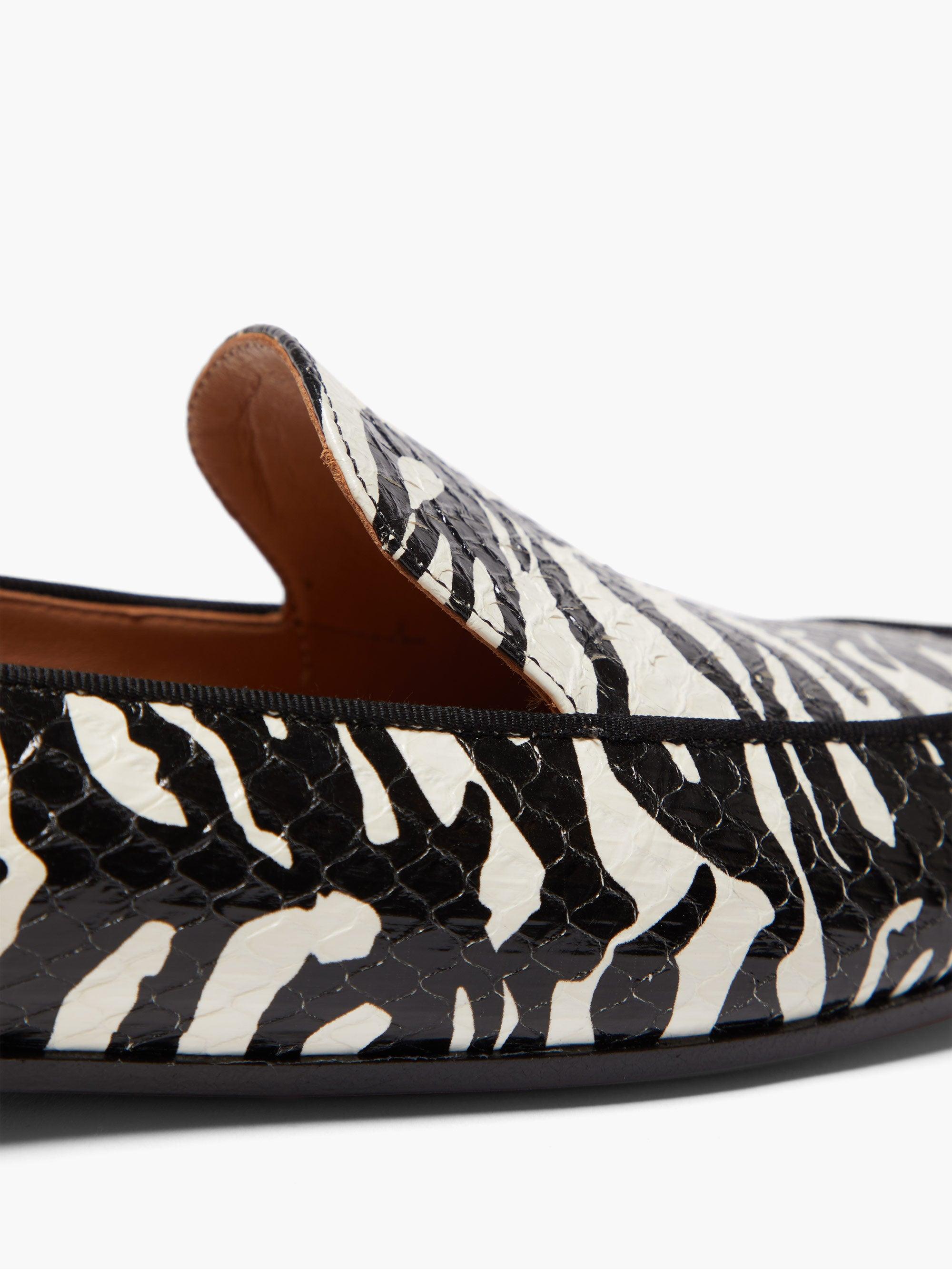 Aquazzura Leather Purist Tiger-print Elaphe Loafers in Black/White