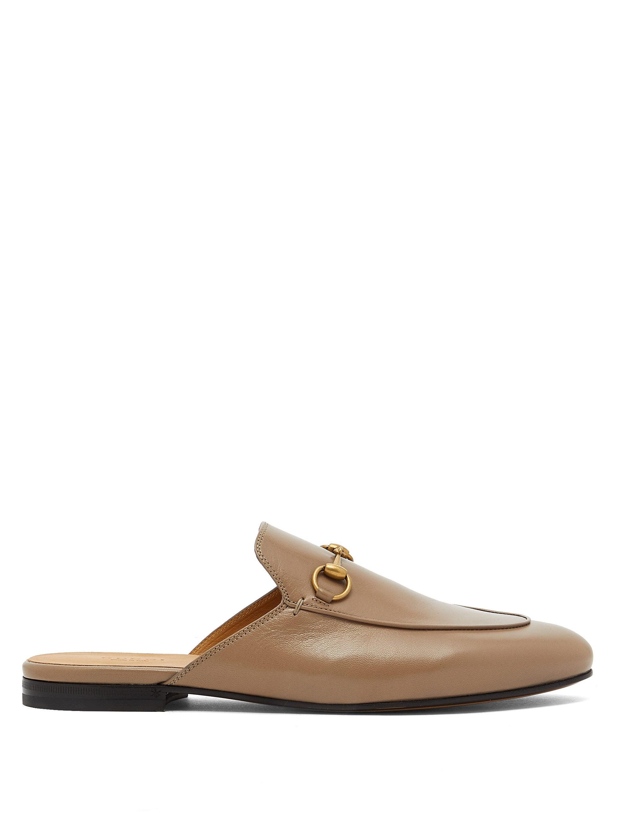 beige backless loafers