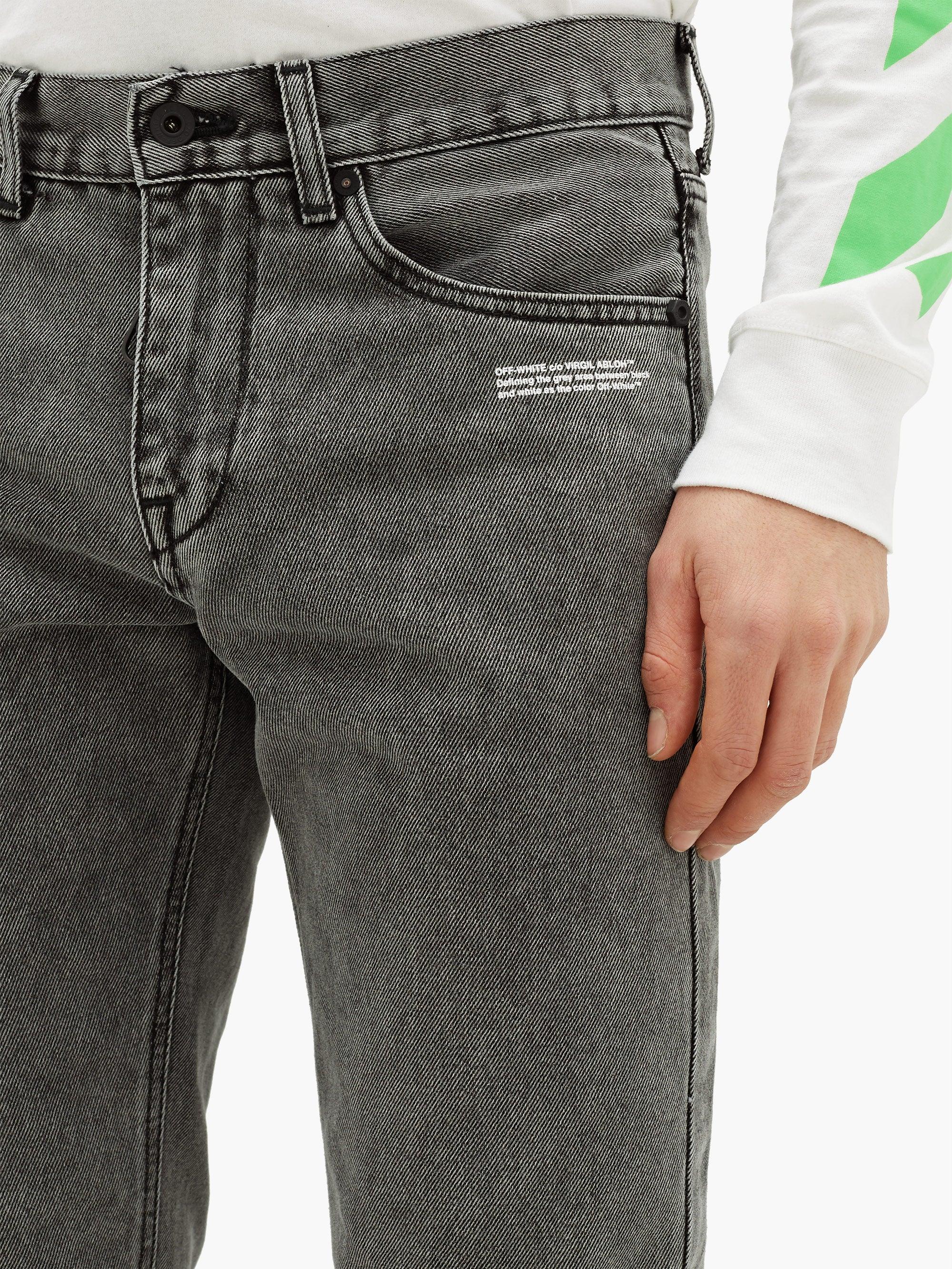 Off-White c/o Virgil Abloh Slim-leg Split Hem Jeans in Gray for Men | Lyst